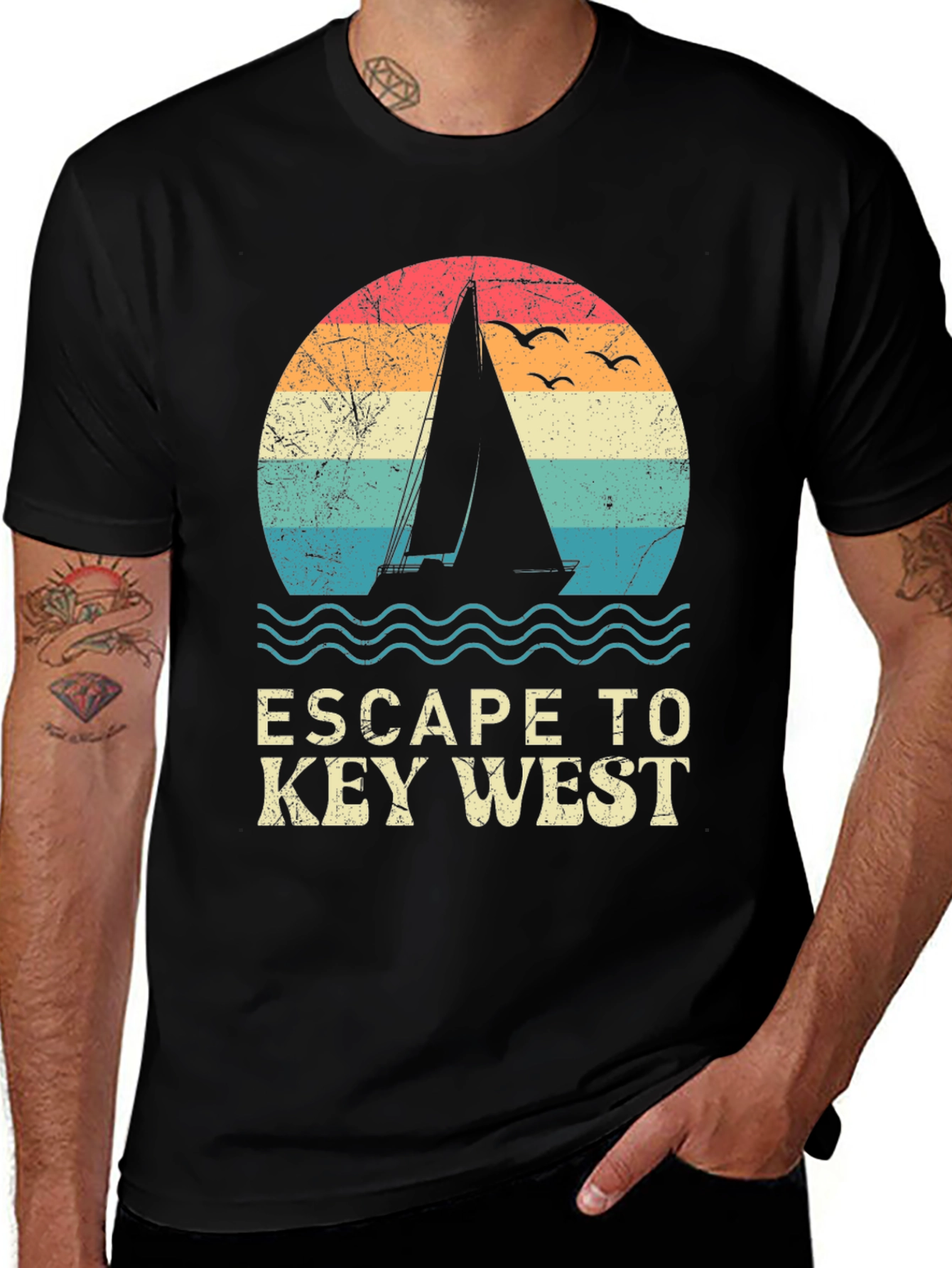 Variant 16 of Escape to Key West Black Graphic Tee