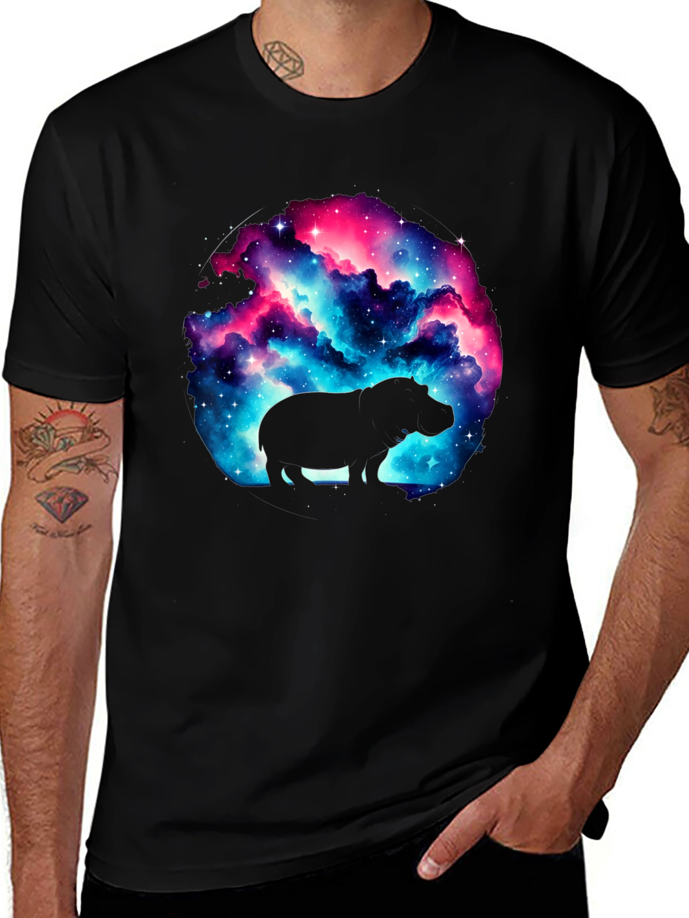 Variant 24 of Galaxy Hippo Graphic Tee - Unique Style