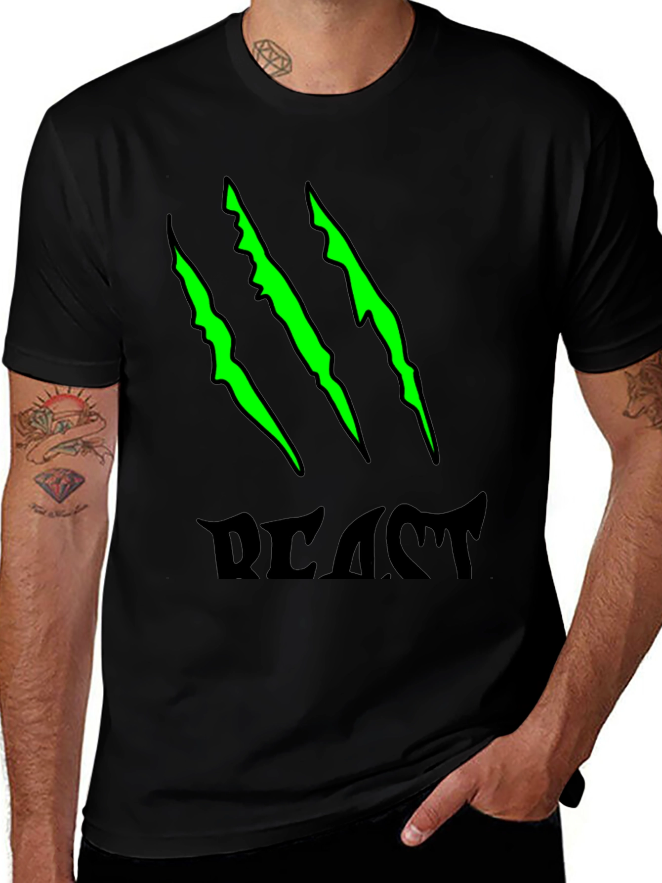 Variant 7 of Men's Beast Claw Graphic Print Black T-Shirt