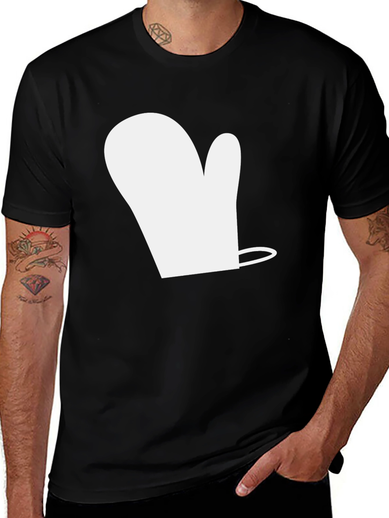 Variant 5 of Oven Mitt Graphic Tee - Black Cotton Blend Comfort
