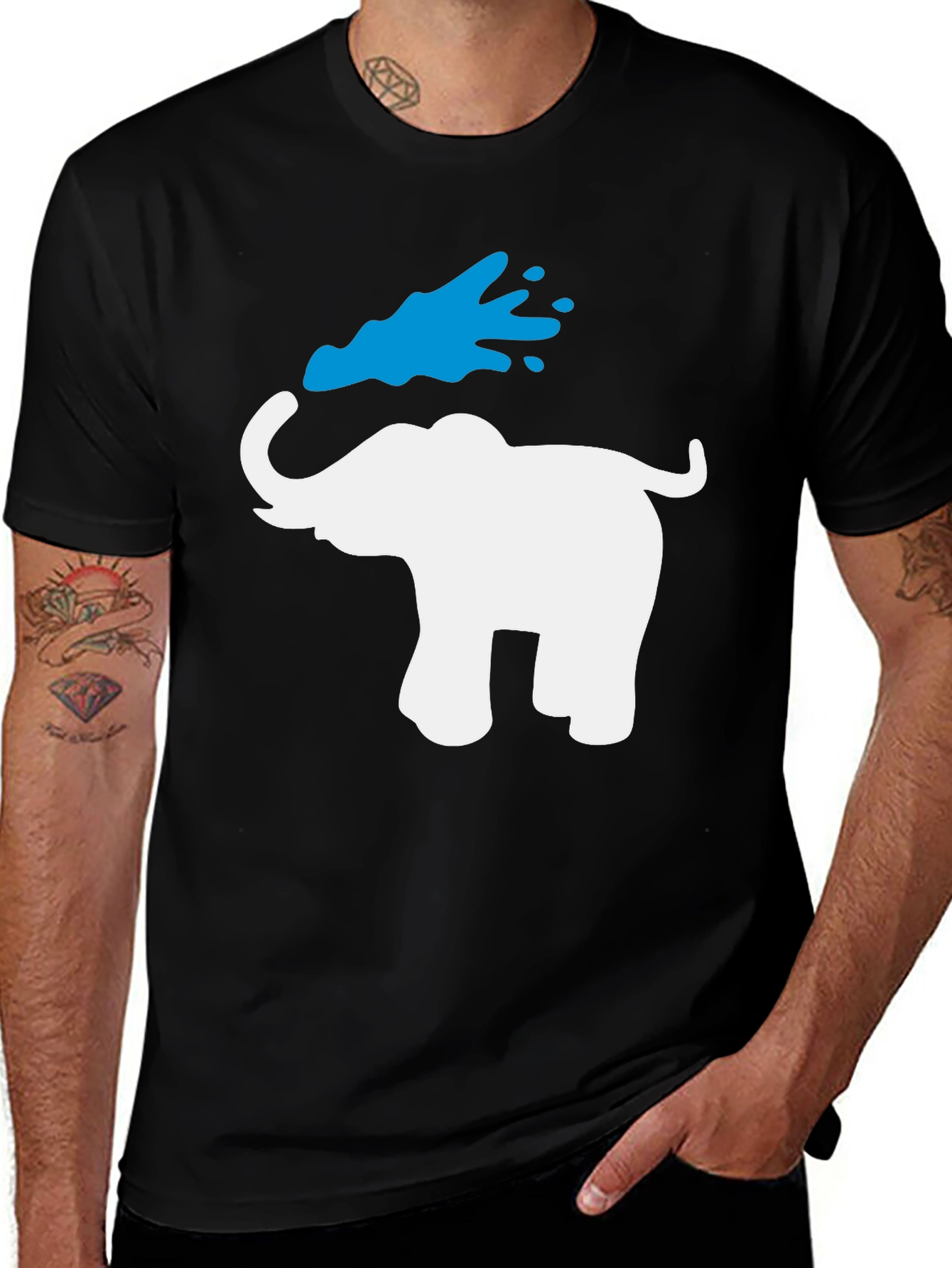 Variant 25 of Elephant Water Splash Graphic T-Shirt