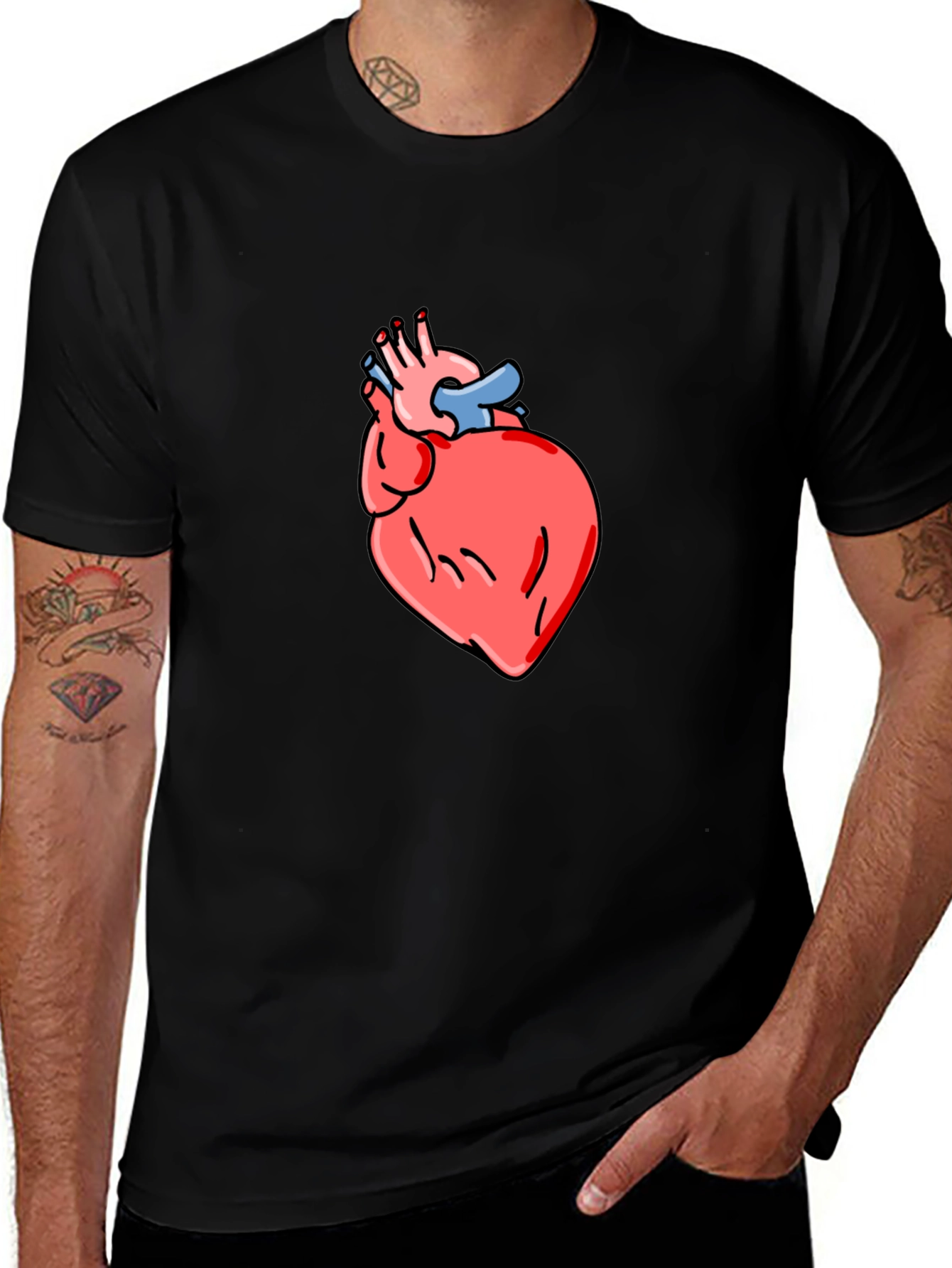 Variant 17 of Anatomical Heart Graphic Tee - Mens Black T-Shirt