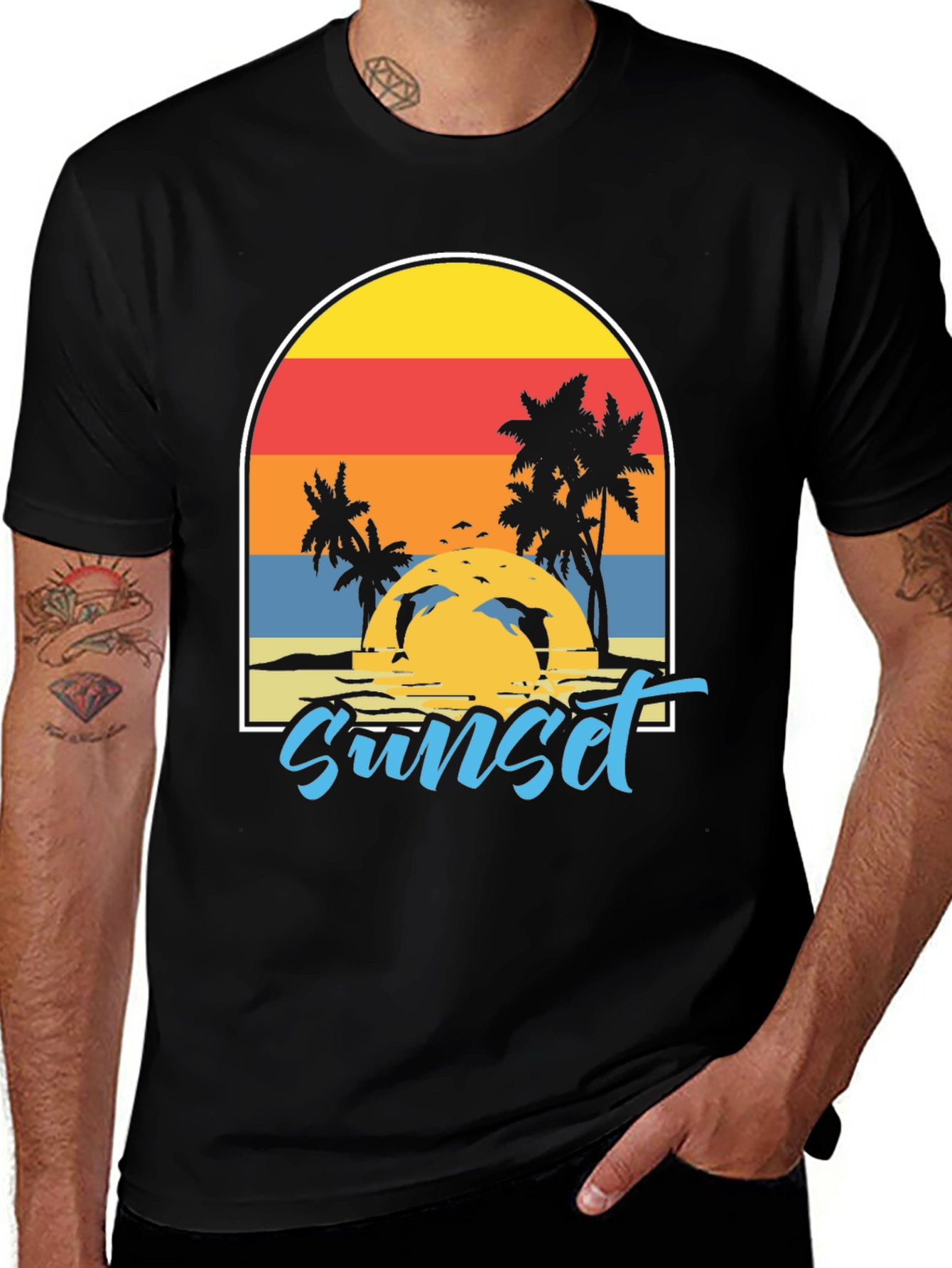 Variant 6 of Sunset Palm Tree Graphic Tee