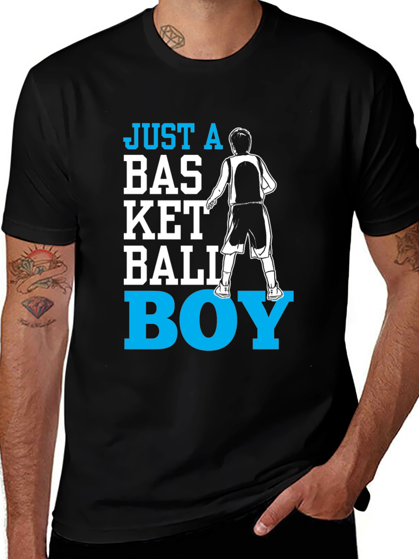 Black Basketball Boy T-Shirt - Fun Graphic Tee main image