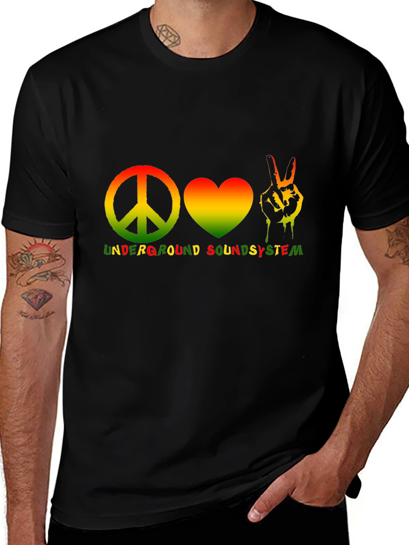 Variant 14 of Peace Love Music T-Shirt Underground Soundsystem Black