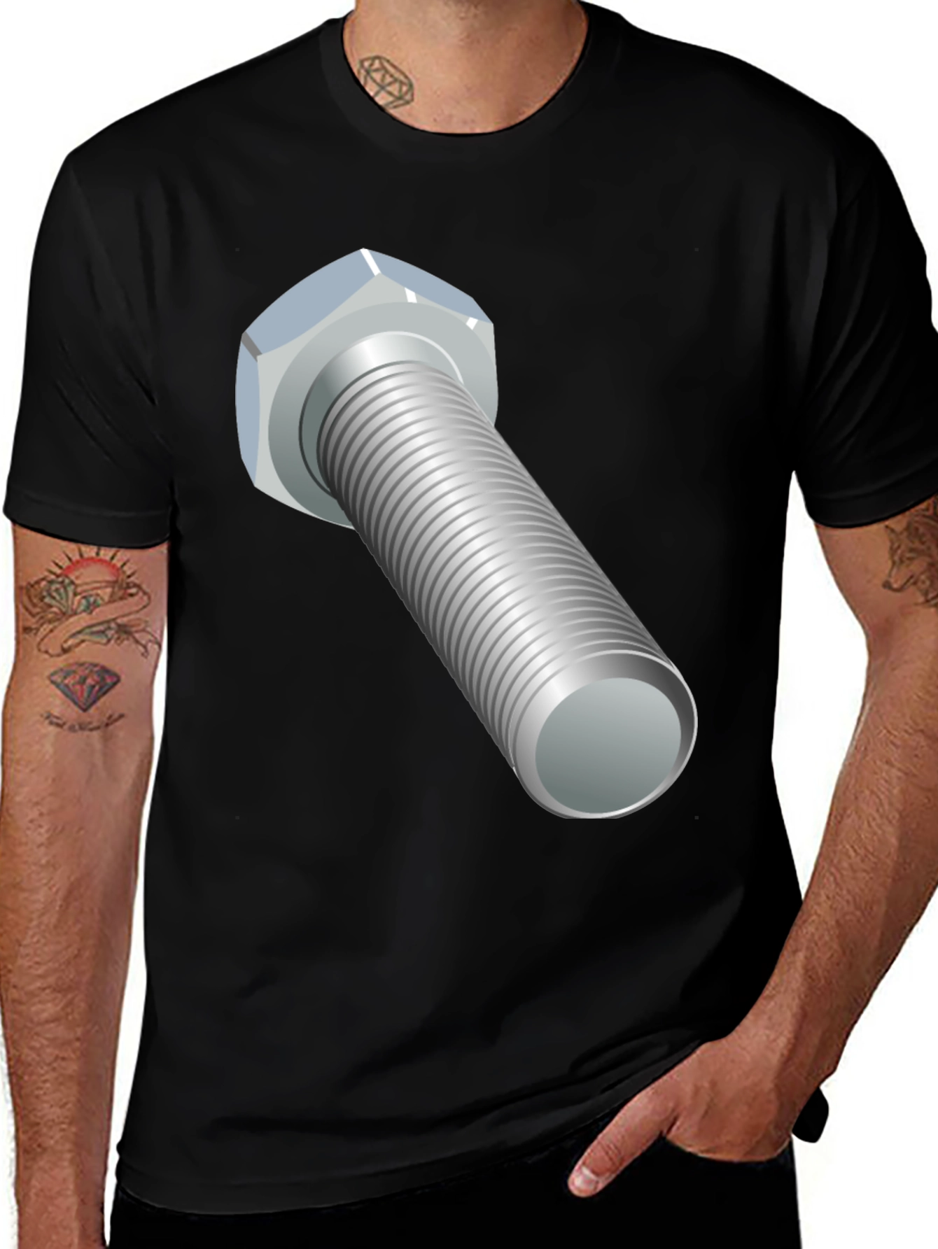 Variant 13 of Novelty Bolt Graphic Tee - Men's Black Short Sleeve Shirt