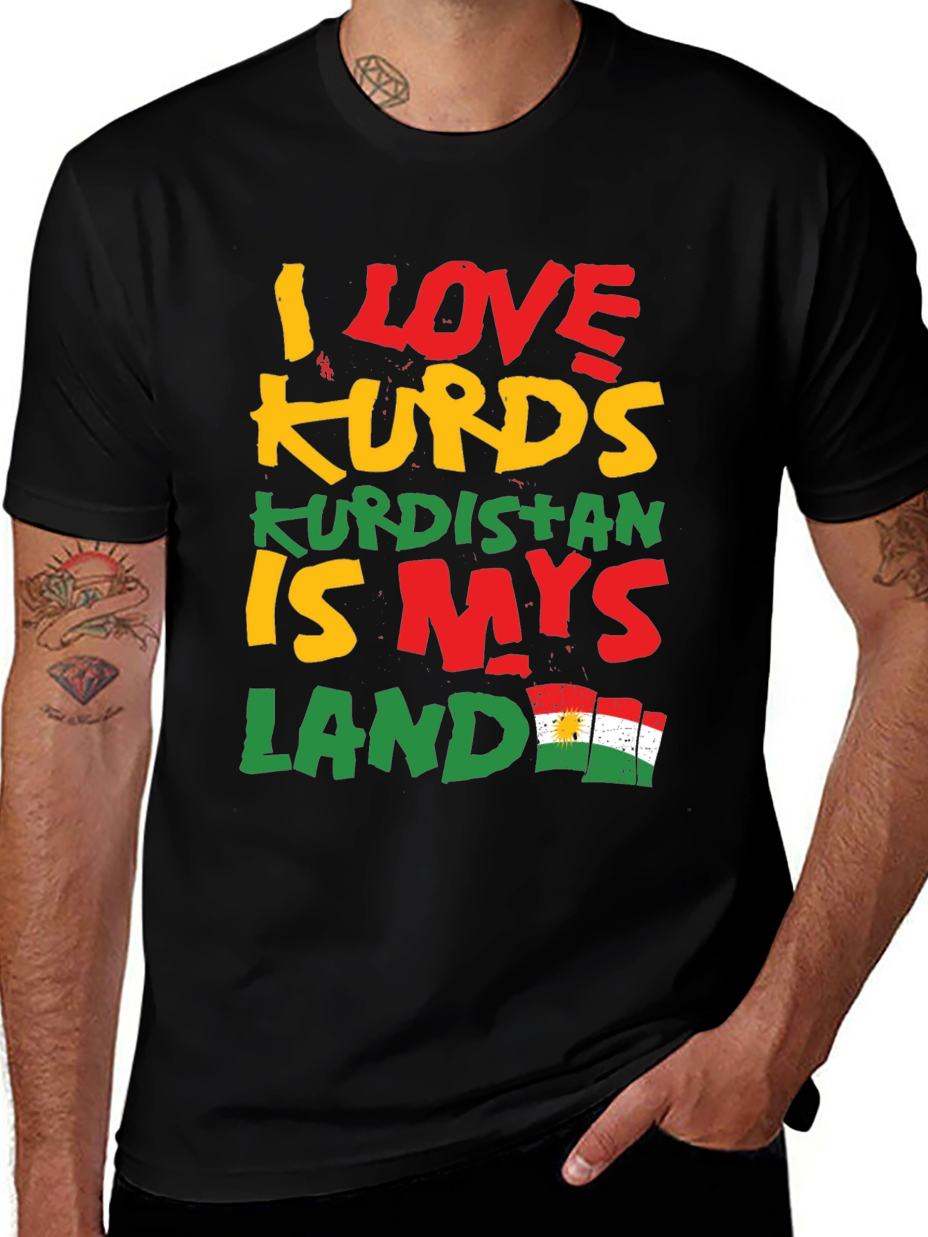 I Love Kurds T-Shirt: Kurdistan is My Land Black Tee