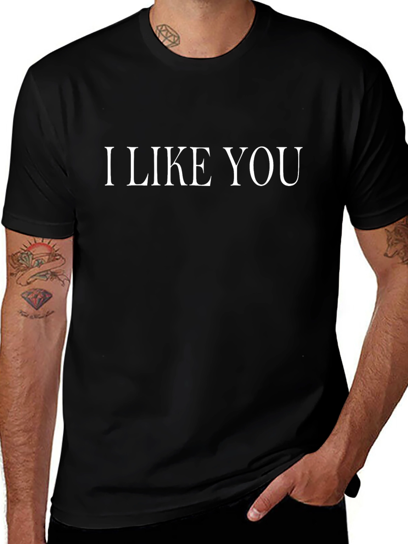 Variant 11 of I Like You - Graphic Tee - Black Cotton T-Shirt