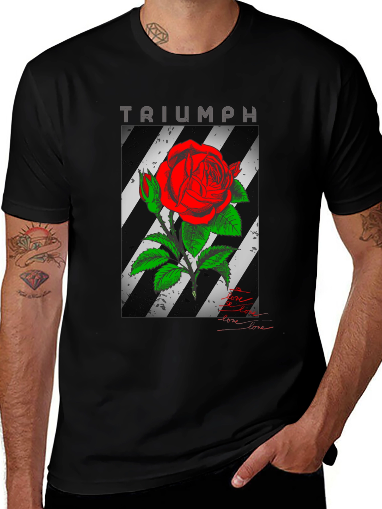 Variant 5 of Triumph Rose Graphic T-Shirt - Black