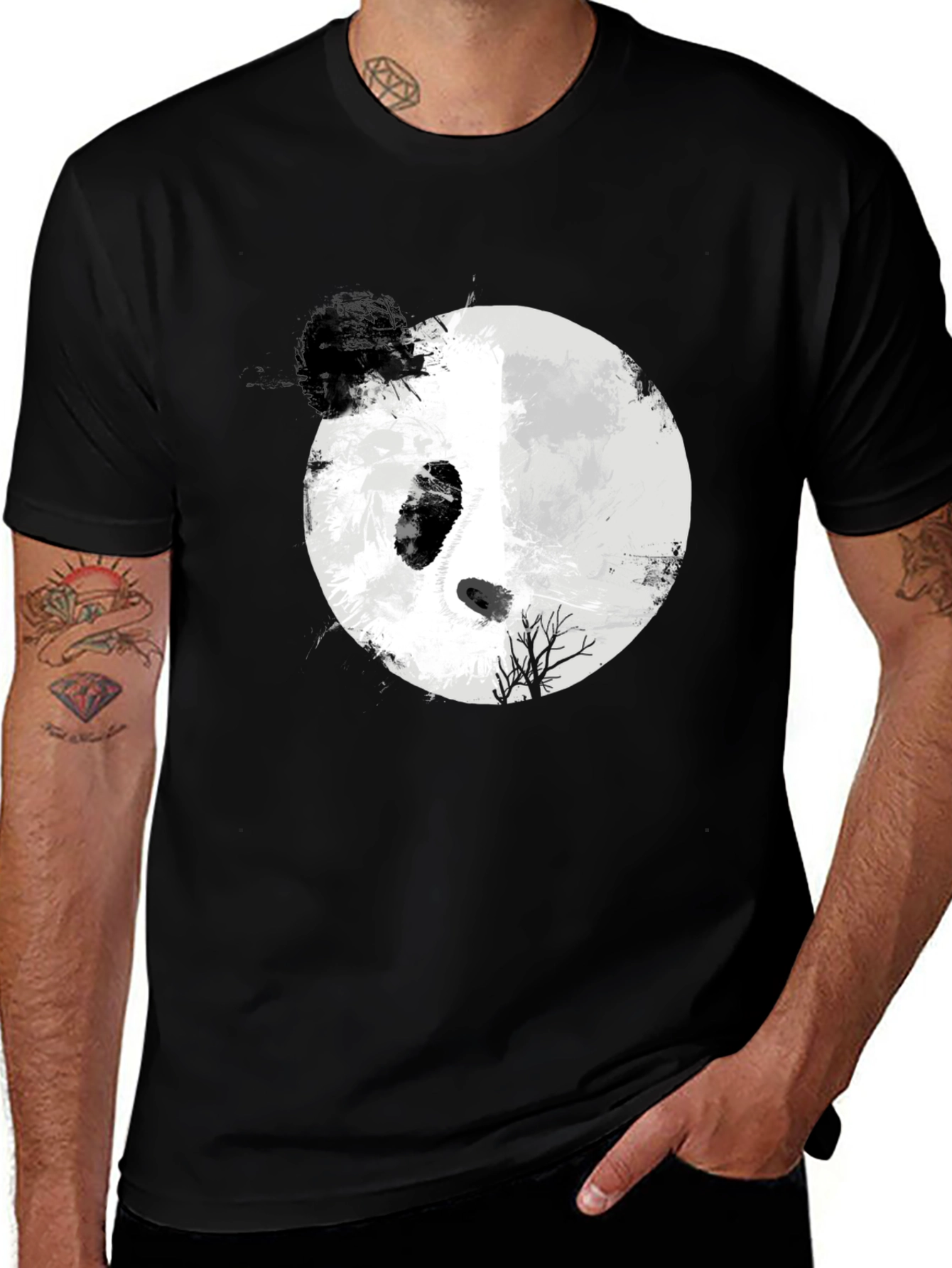 Variant 21 of Panda Moon Graphic Tee - Unique Black T-Shirt