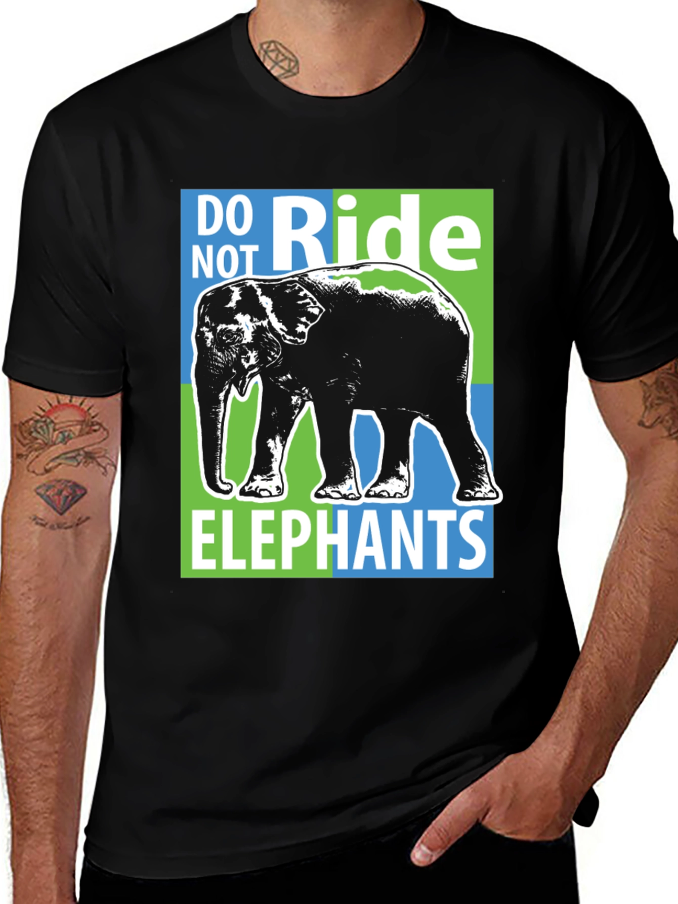 Variant 11 of Do Not Ride Elephants Graphic Tee - Black
