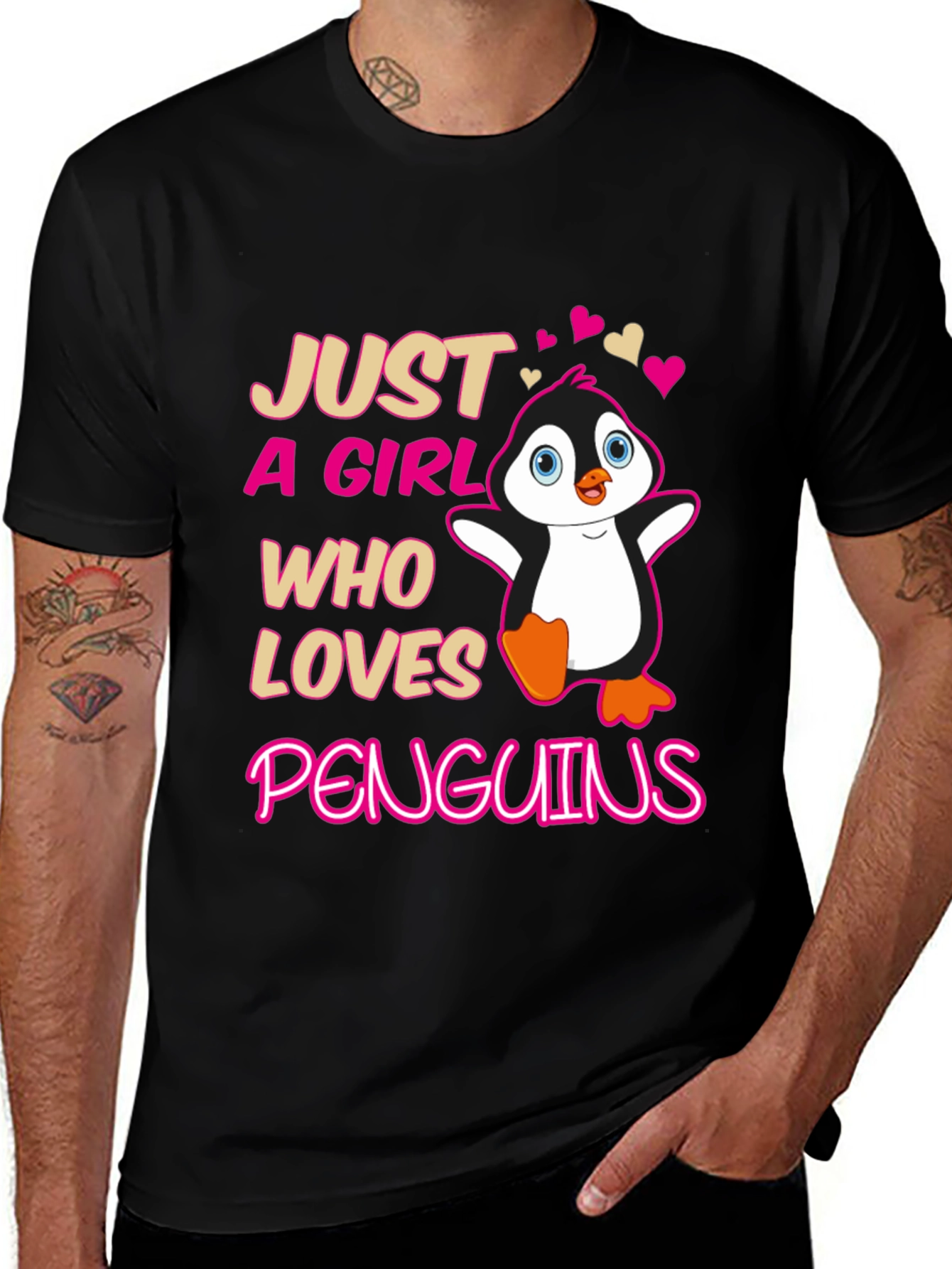 Variant 10 of Just A Girl Who Loves Penguins T-Shirt Cute Penguin Tee