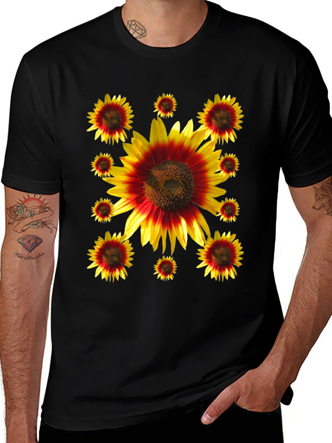 Variant 16 of Sunflower Graphic Print Black Tee