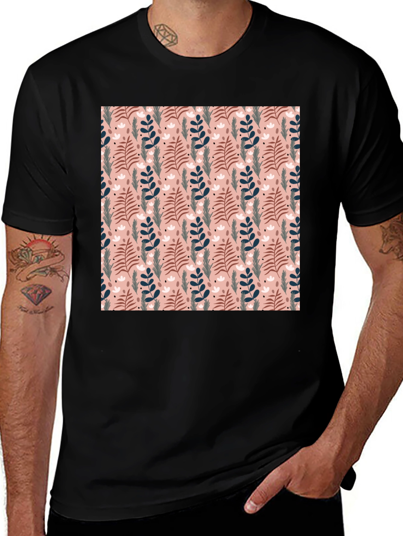 Variant 24 of Floral Pattern Crew Neck T-Shirt