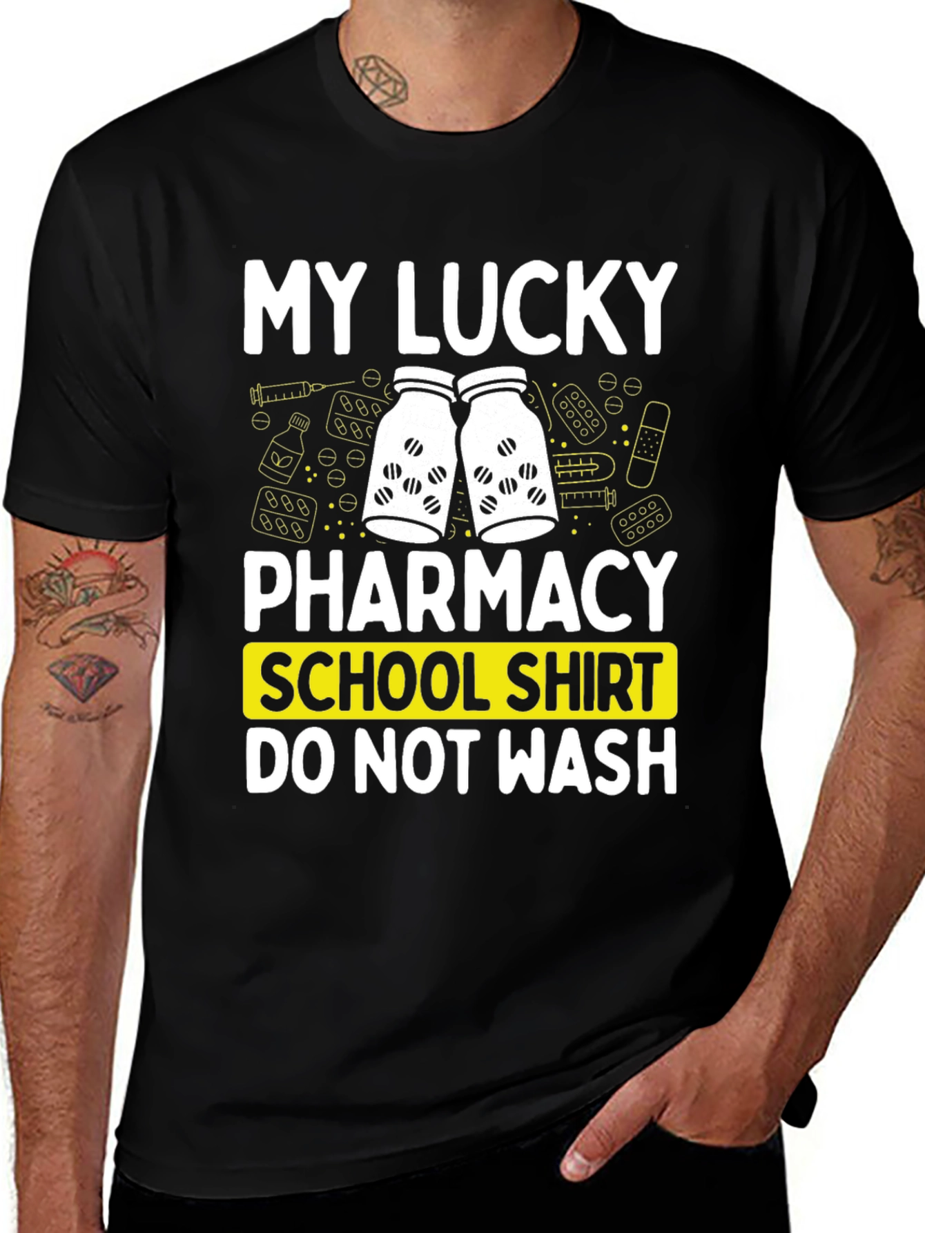 Variant 26 of My Lucky Pharmacy School Shirt - Novelty Graphic Tee