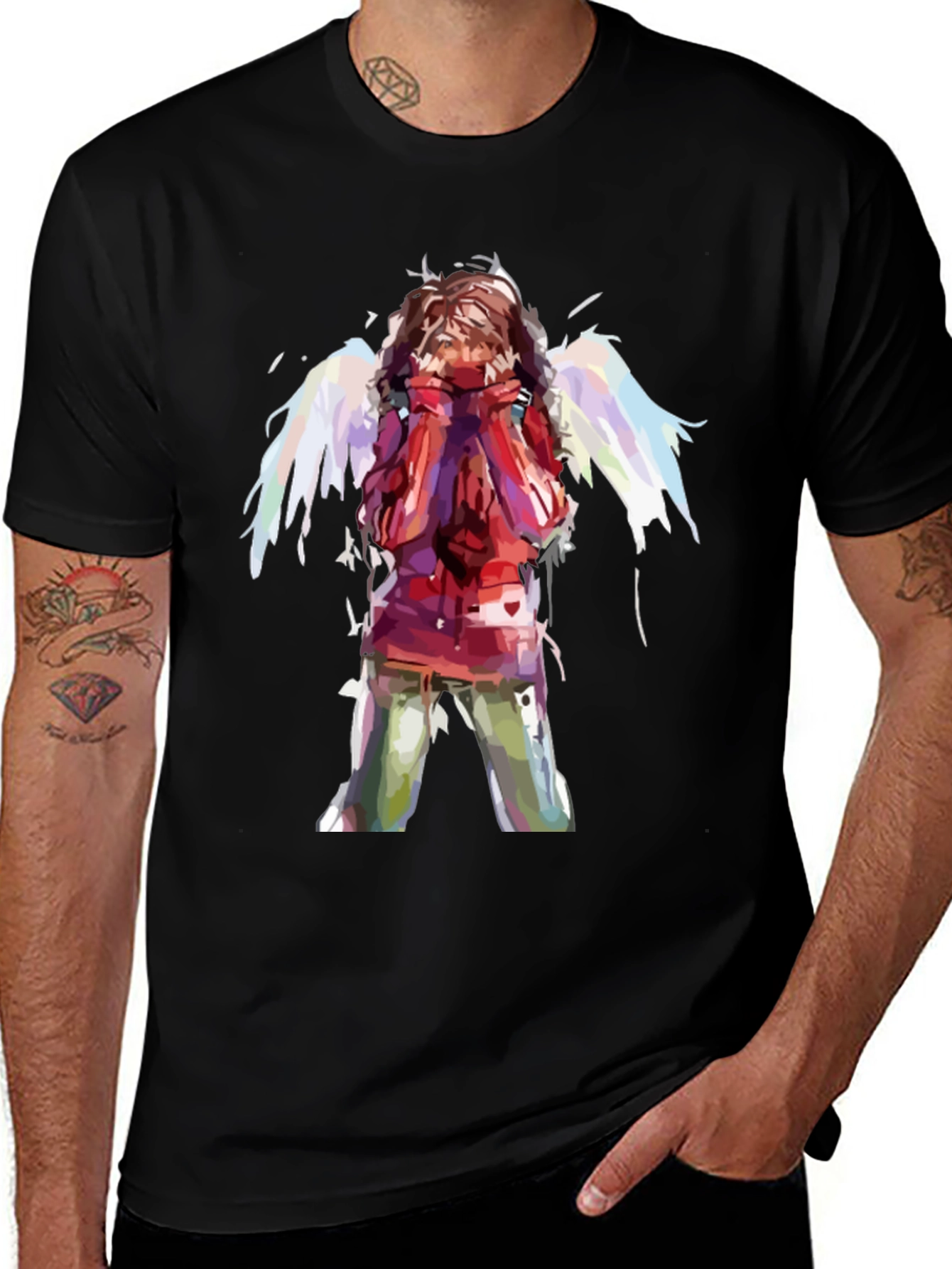 Variant 26 of Emo Angel Graphic Print Black T-Shirt