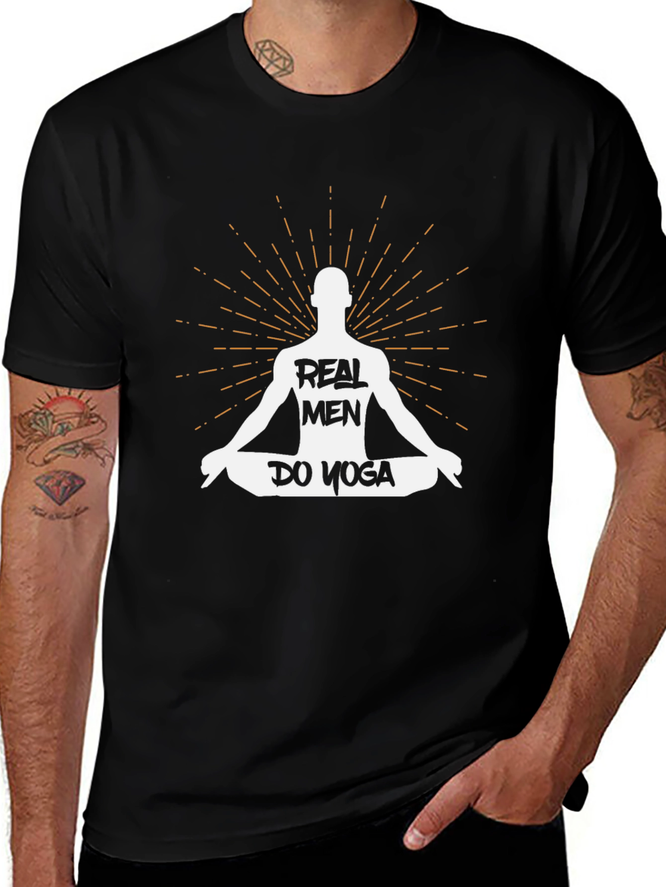 Variant 17 of Real Men Do Yoga Black Graphic Tee