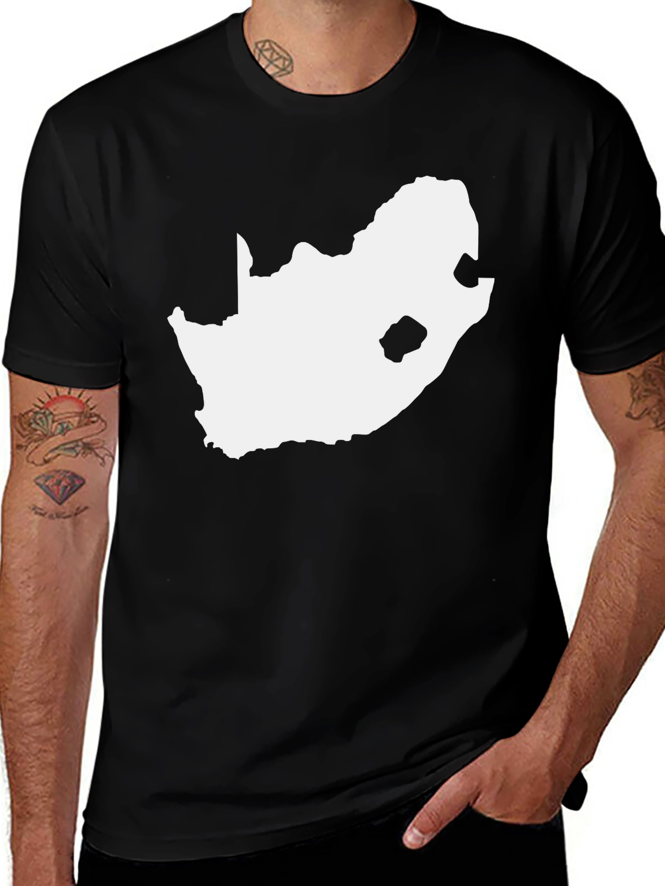 South Africa Map Graphic T-Shirt - Black Cotton Tee