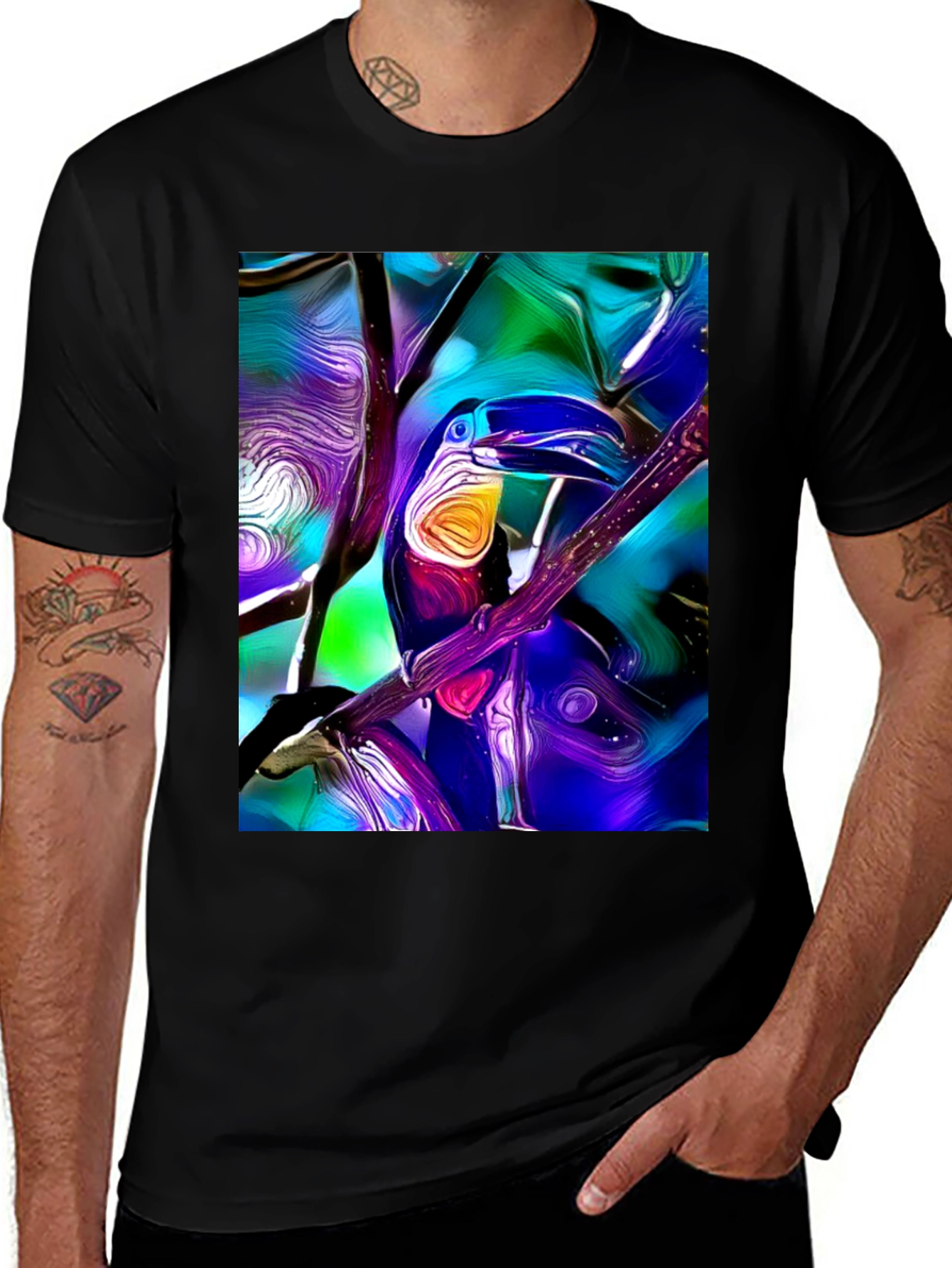 Variant 28 of Tropical Toucan Graphic Tee - Vivid Artistic Design