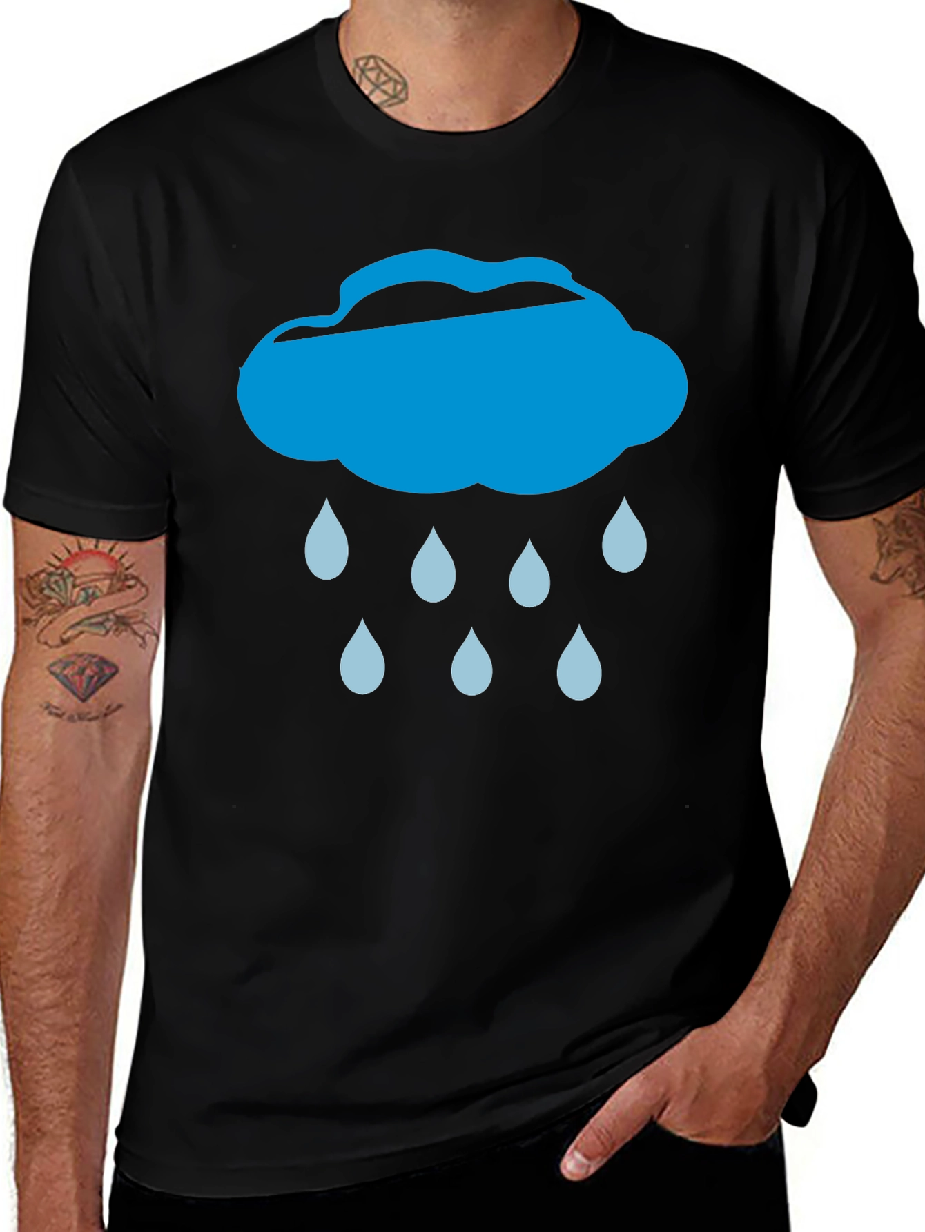 Variant 16 of Rain Cloud Graphic Tee - Black Cotton T-Shirt