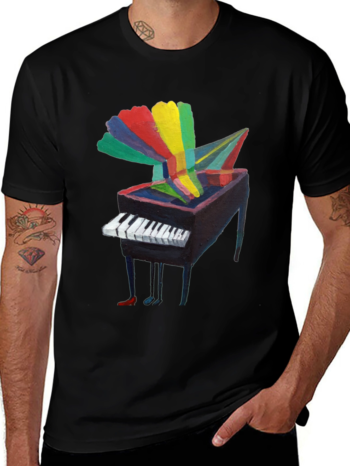 Variant 3 of Rainbow Piano Graphic Tee - Unique Music Lover Shirt