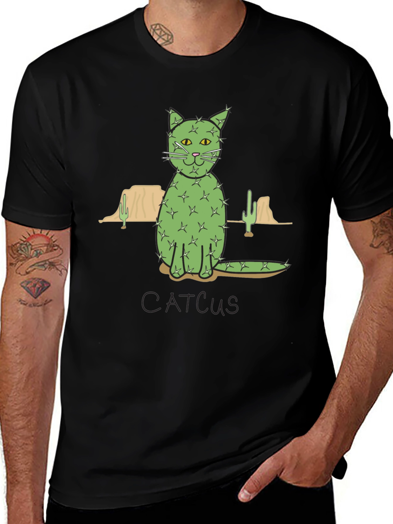 Variant 3 of Cactus Cat T-Shirt - Desert Humor Tee