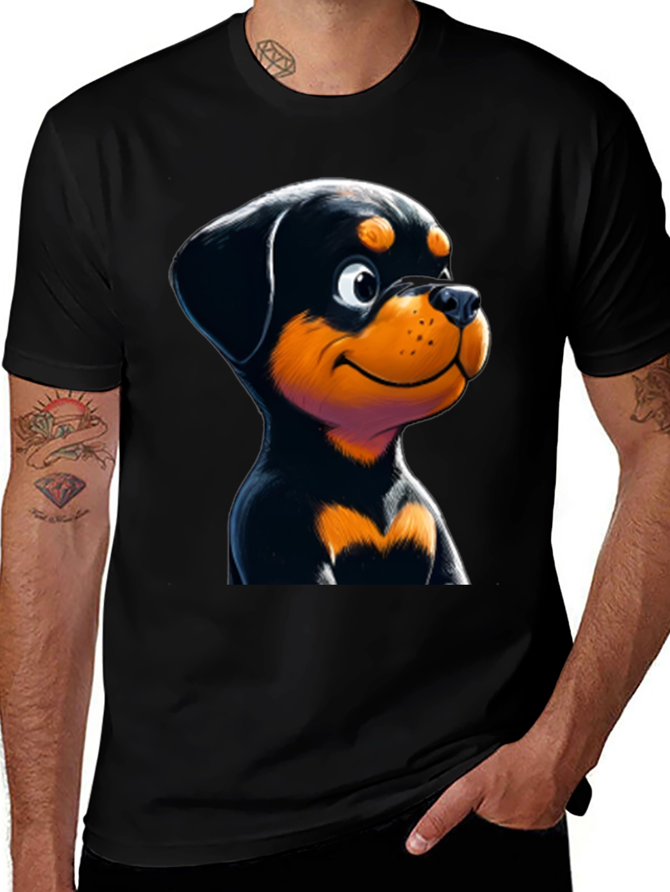 Variant 8 of Cartoon Rottweiler Puppy Graphic Tee