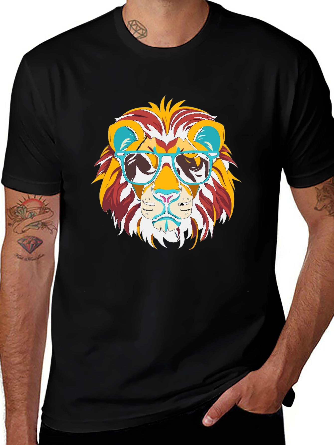 Variant 22 of Cool Lion Graphic Tee - Black Cotton T-Shirt