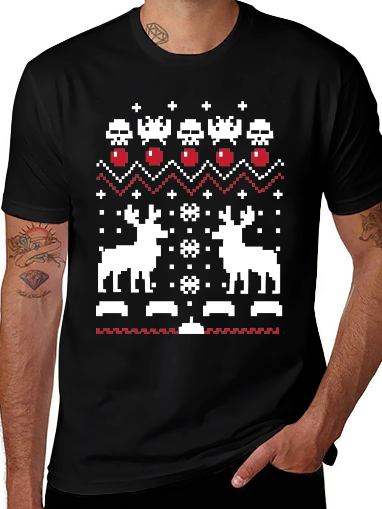 Pixel Art Christmas Deer T-Shirt