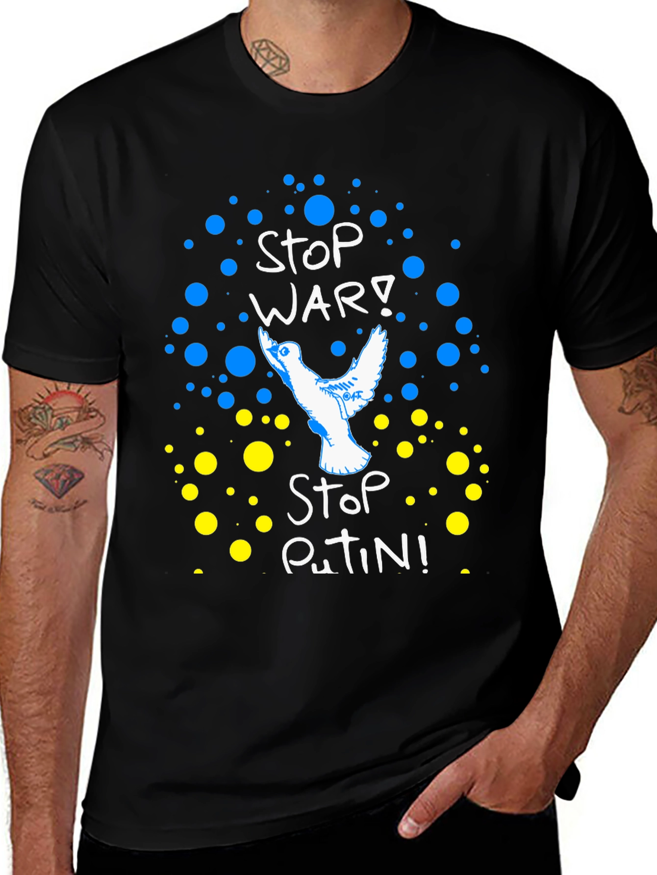 Stop War T-Shirt with Dove & Ukraine Colors