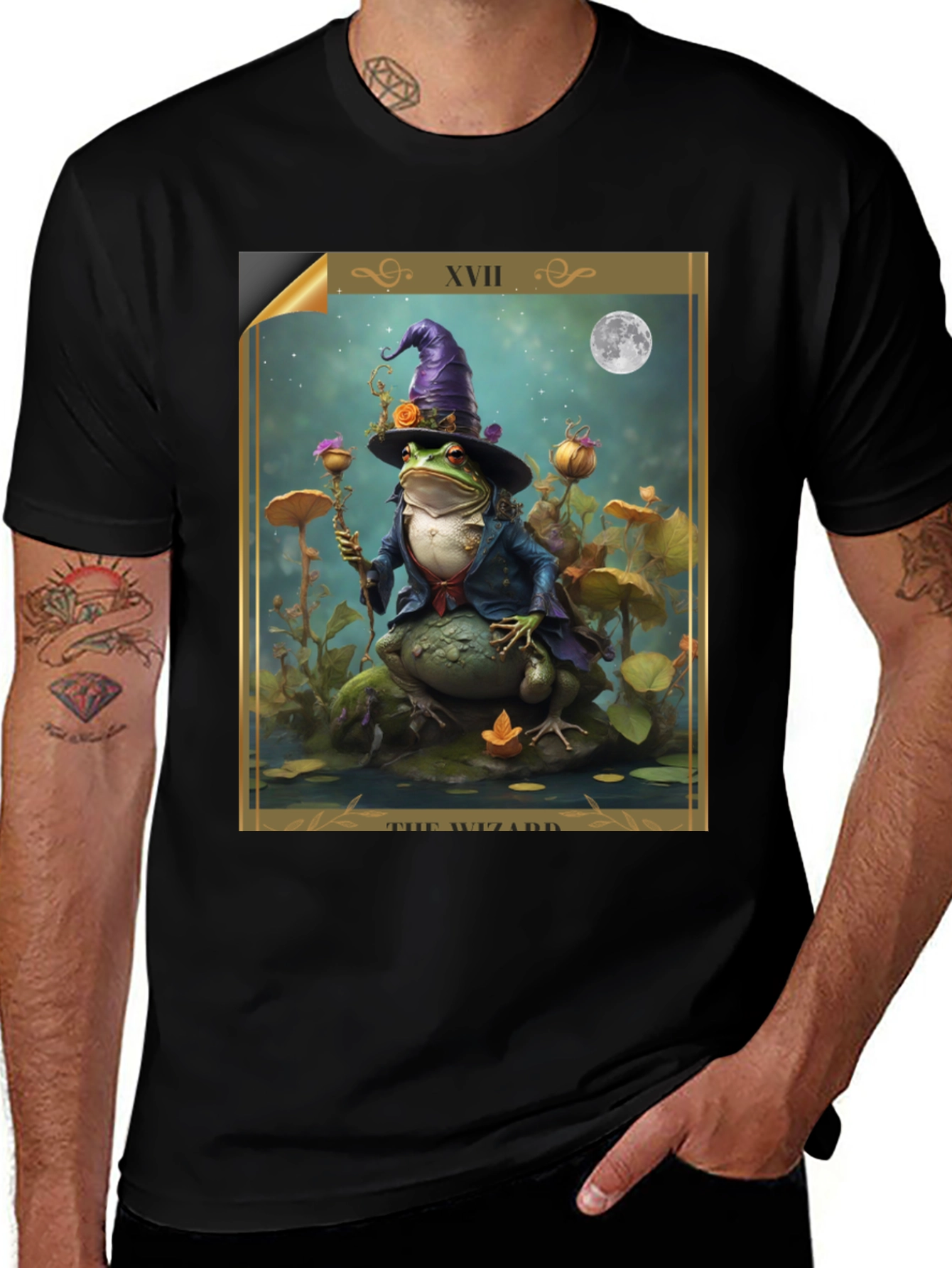 Variant 29 of Whimsical Frog Wizard Tarot Card T-Shirt
