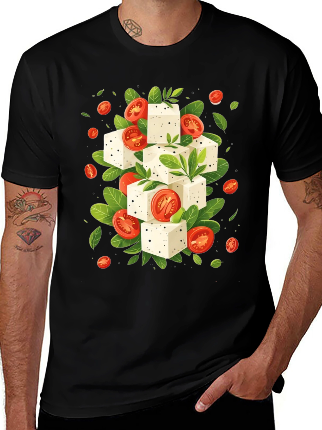 Variant 30 of Feta & Tomato T-Shirt - Black Cotton Tee