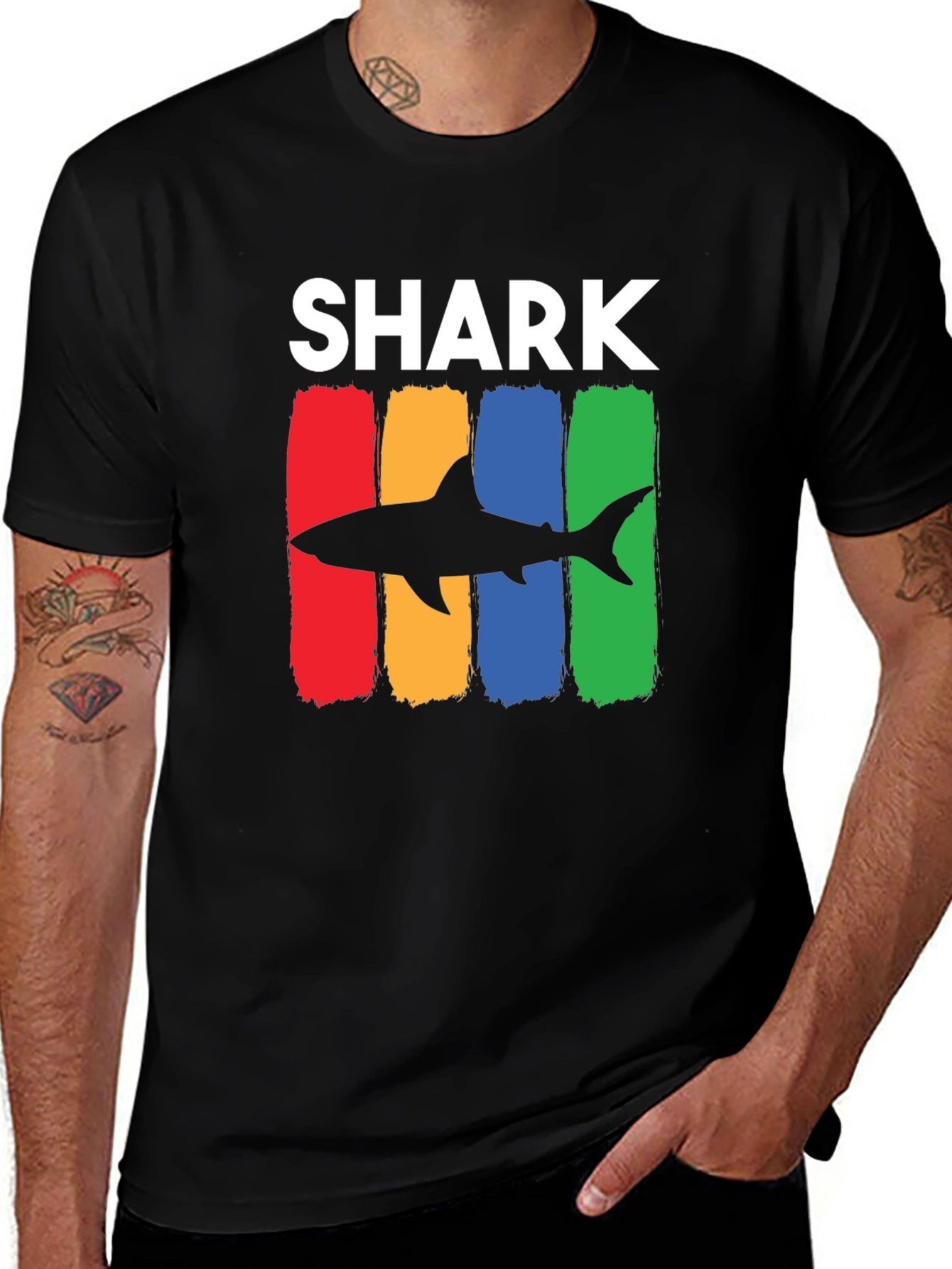 Variant 9 of Shark Graphic Tee - Cool Men's Black T-Shirt