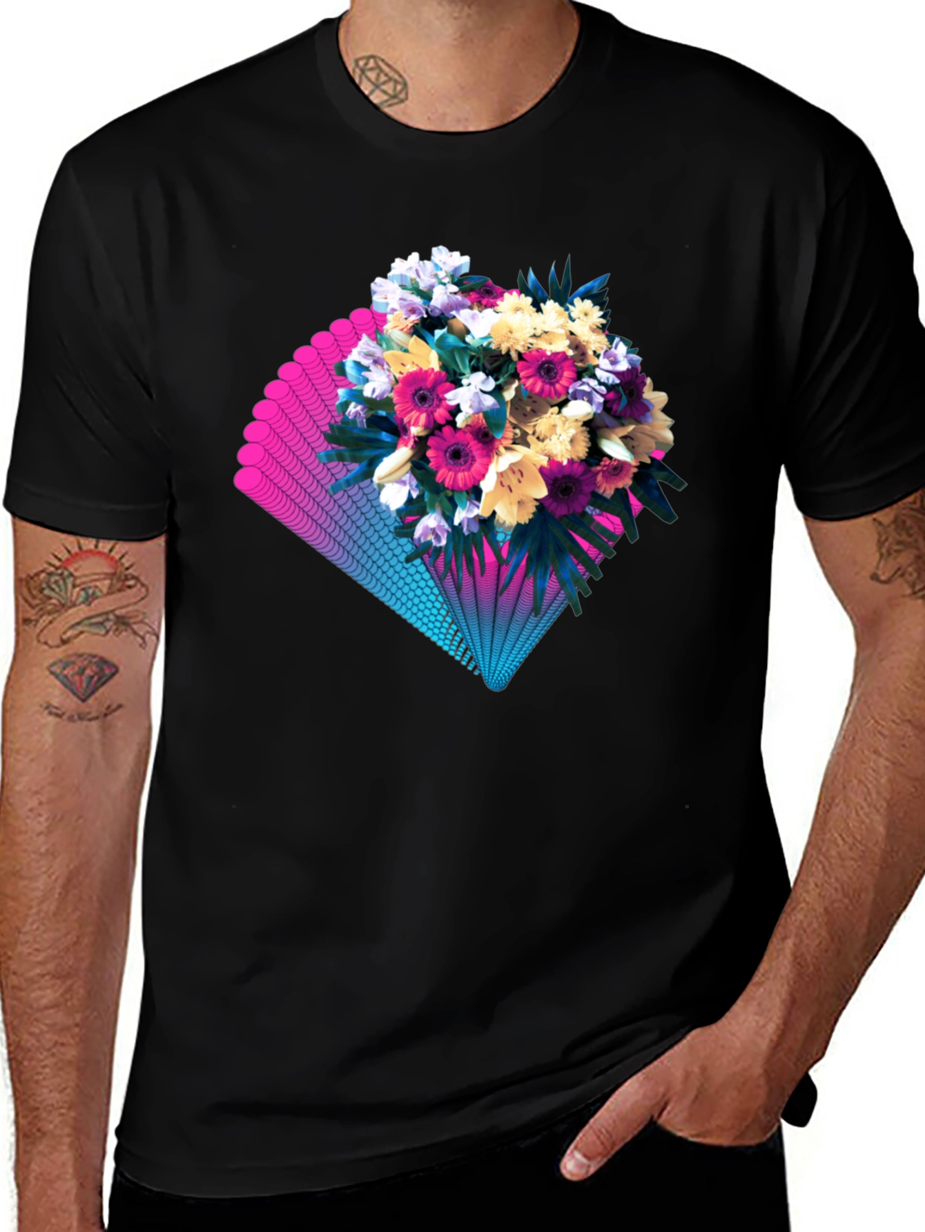 Variant 7 of Floral Gradient Graphic Tee