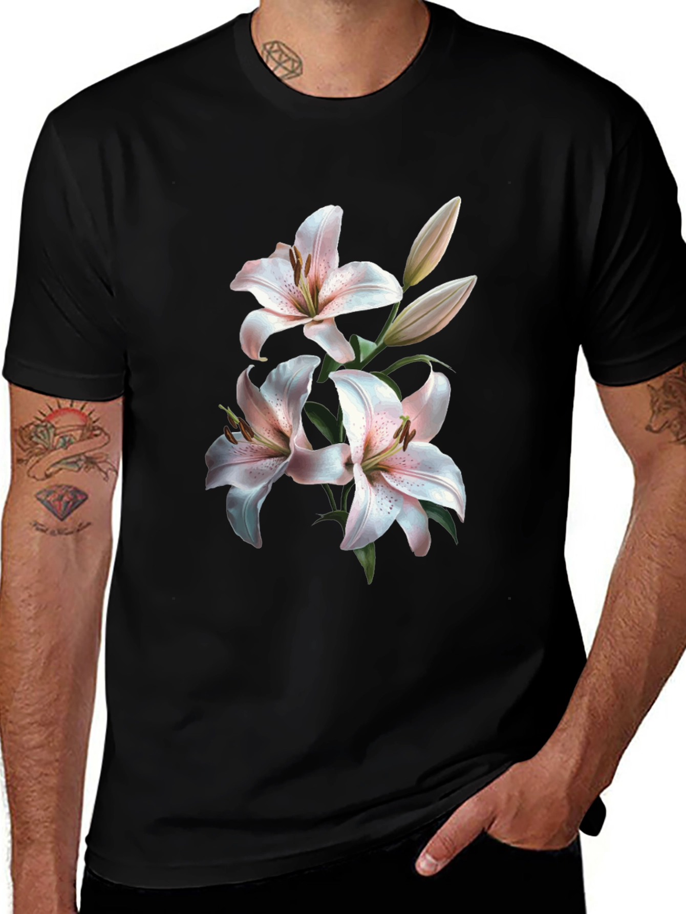 Variant 26 of Floral Lily Graphic Tee - Stylish & Comfortable