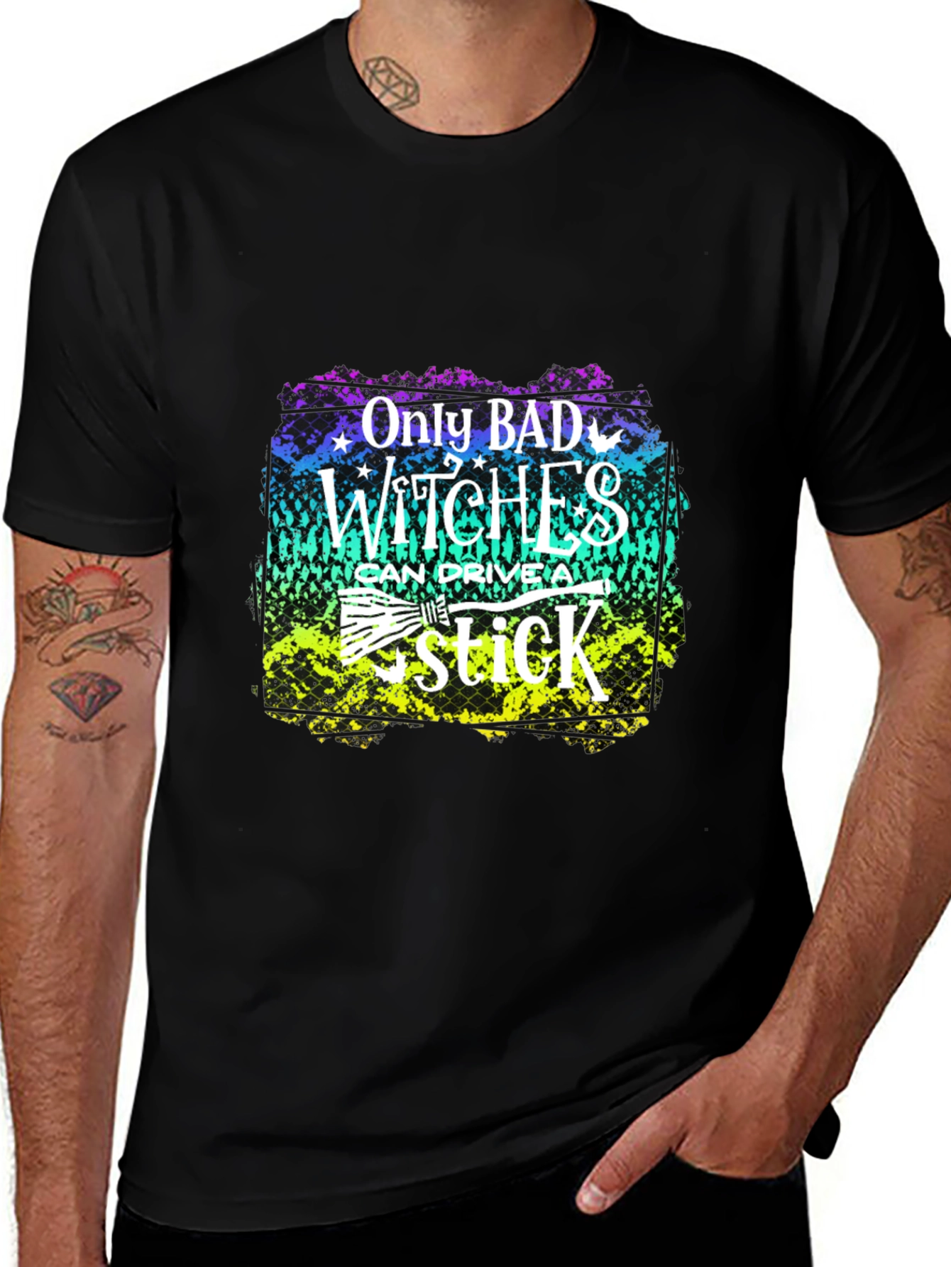 Bad Witches Drive a Stick Graphic Tee - Halloween Apparel