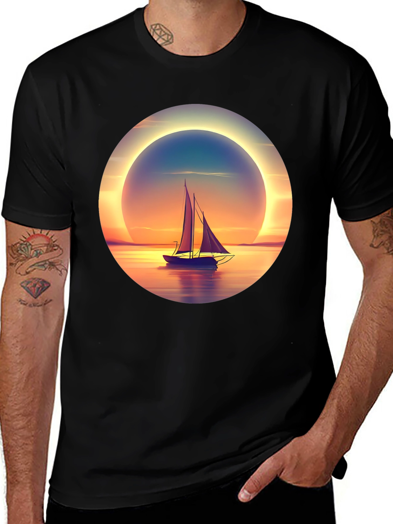 Variant 15 of Sunset Sailboat Graphic Tee