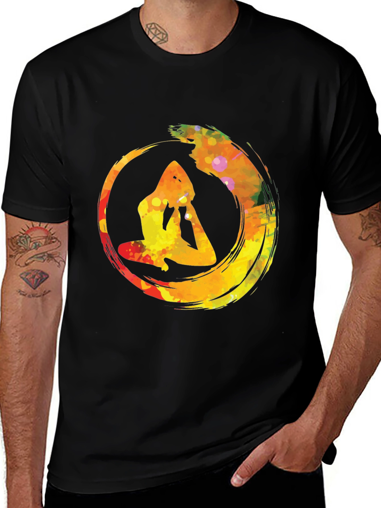 Variant 6 of Yoga Enso Circle Men's Black T-Shirt