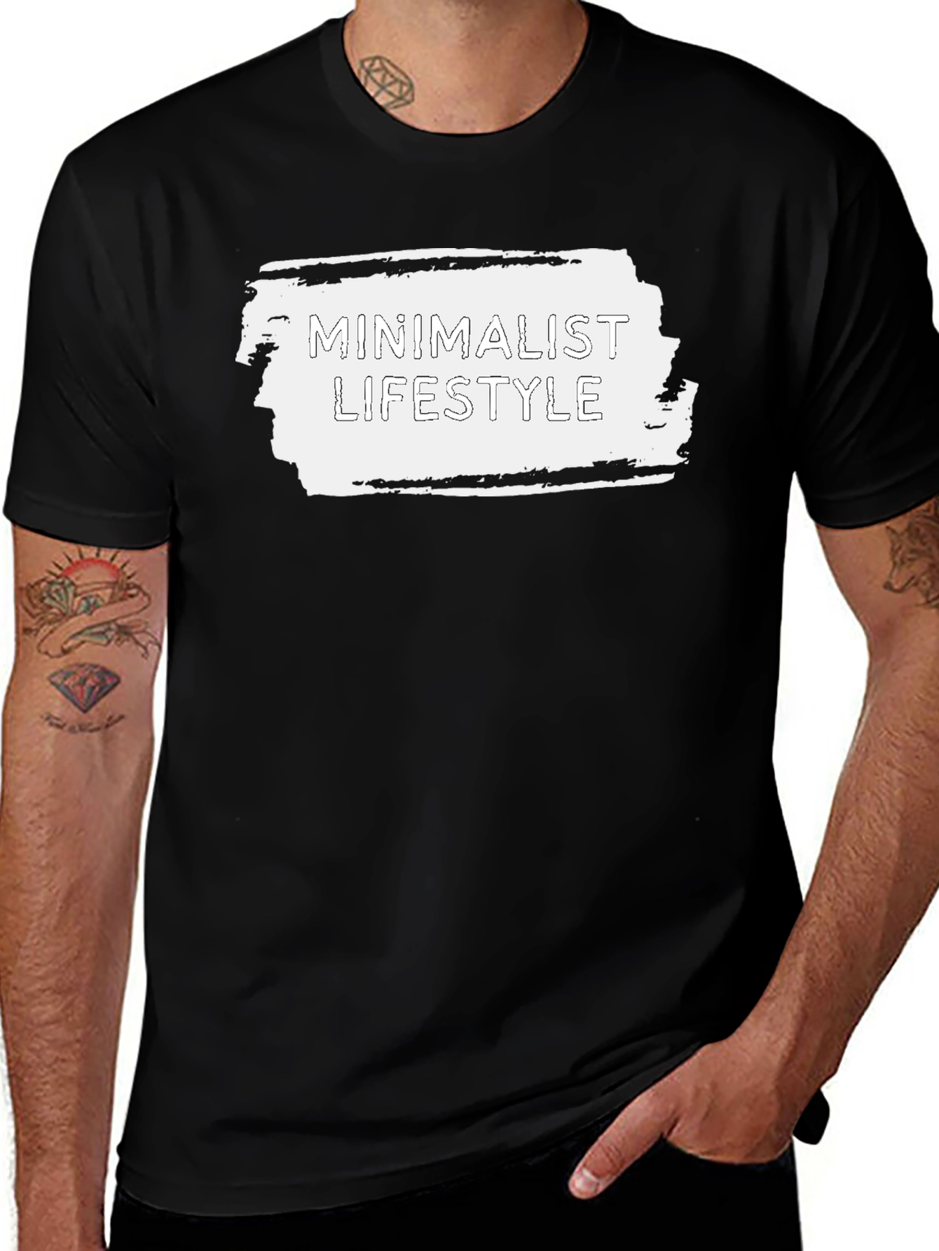 Variant 28 of Minimalist Lifestyle Graphic Tee - Black Cotton