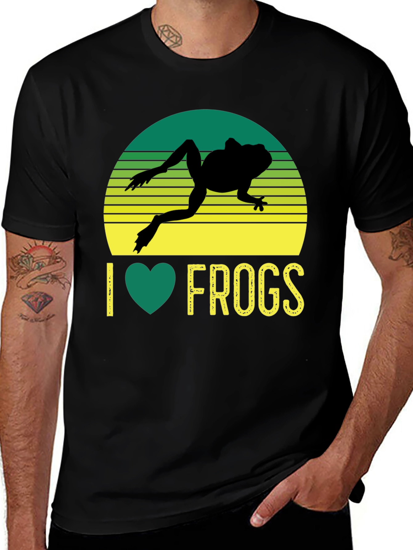 Variant 30 of I Love Frogs T-Shirt - Vintage Frog Silhouette