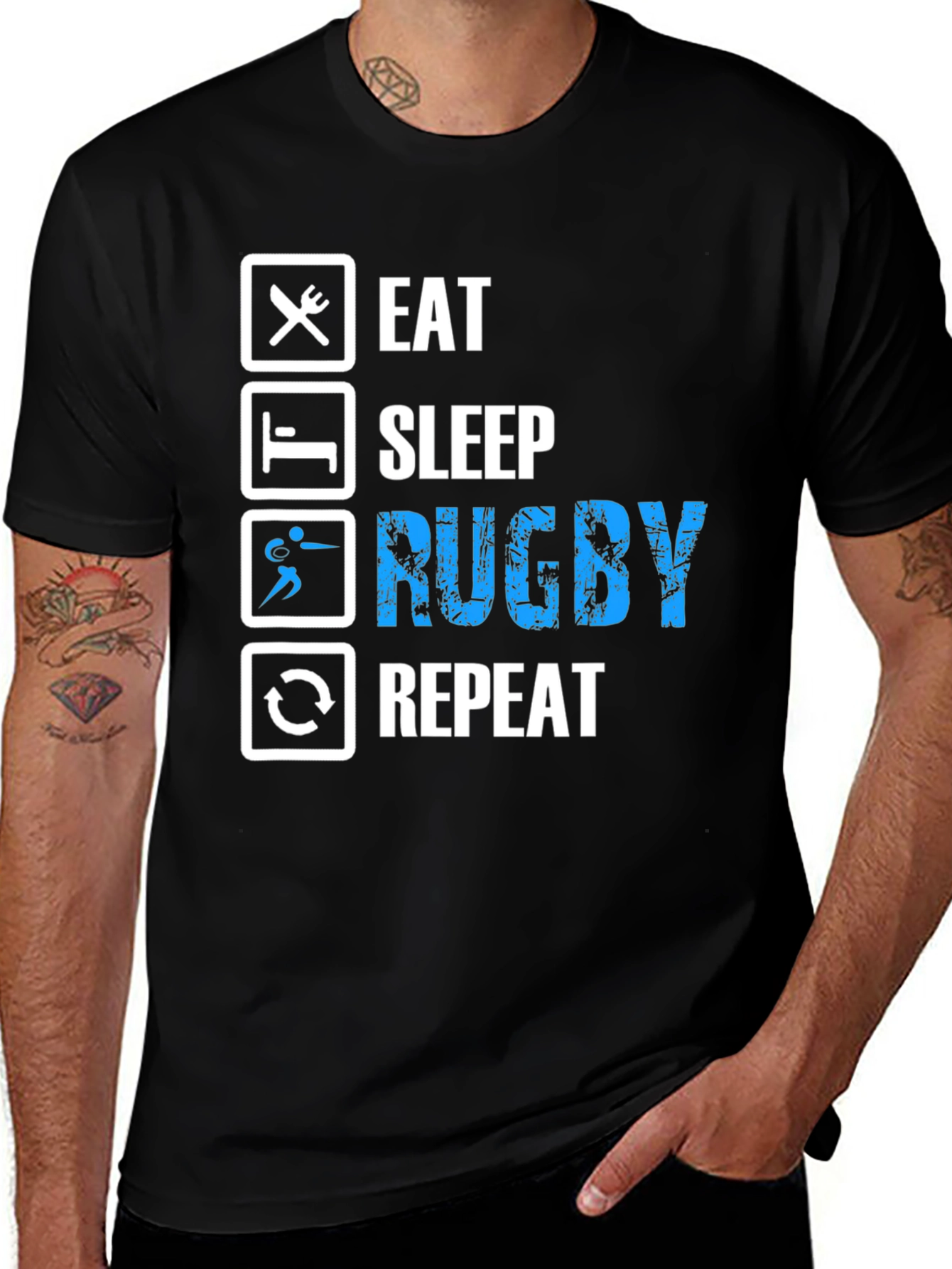 Eat Sleep Rugby Repeat Graphic T-Shirt