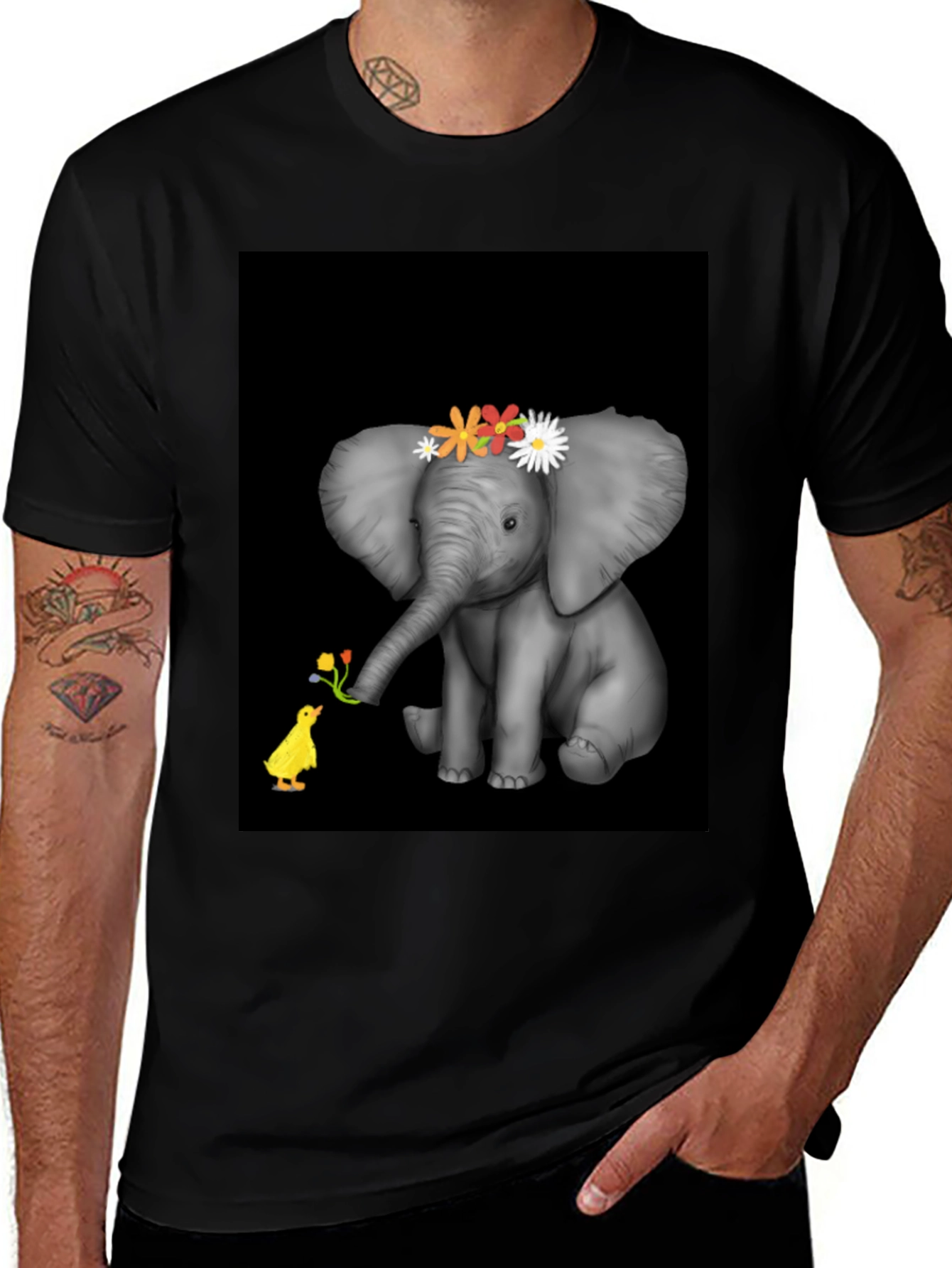 Variant 21 of Elephant & Duck Graphic Tee - Black
