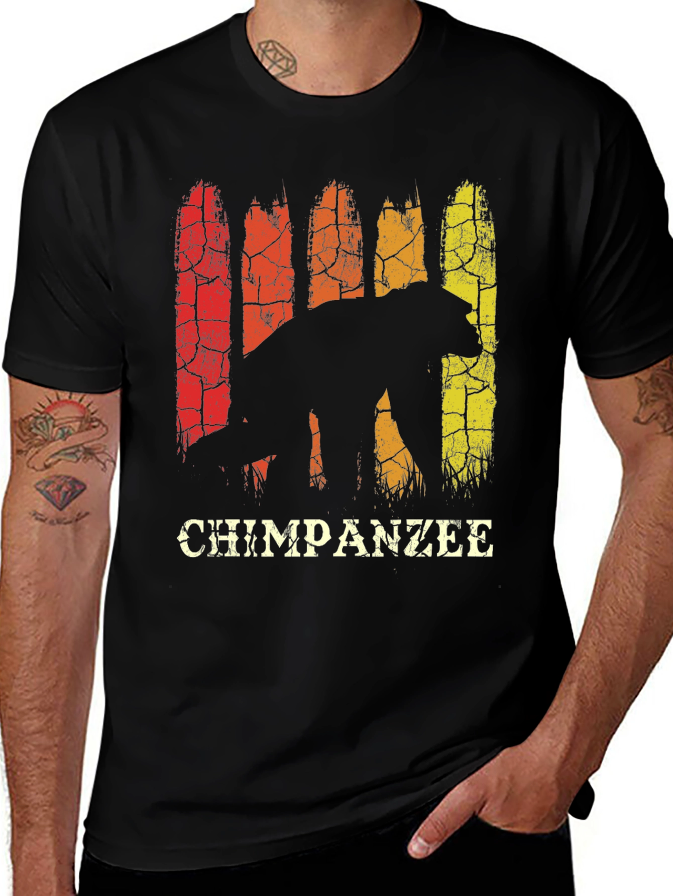 Variant 29 of Chimpanzee Silhouette Retro Style Graphic T-Shirt