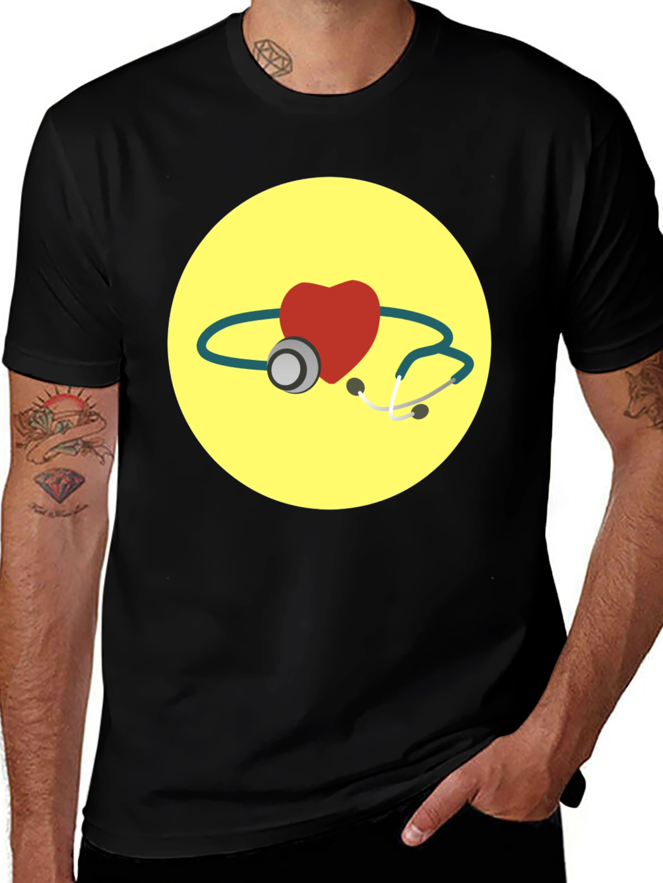 Variant 23 of Heart & Stethoscope Graphic T-Shirt