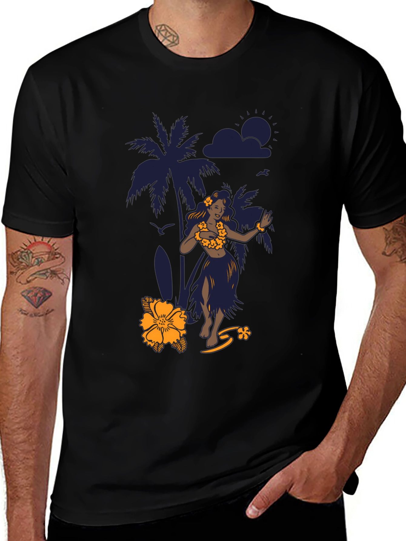 Tropical Hula Dancer Graphic Tee