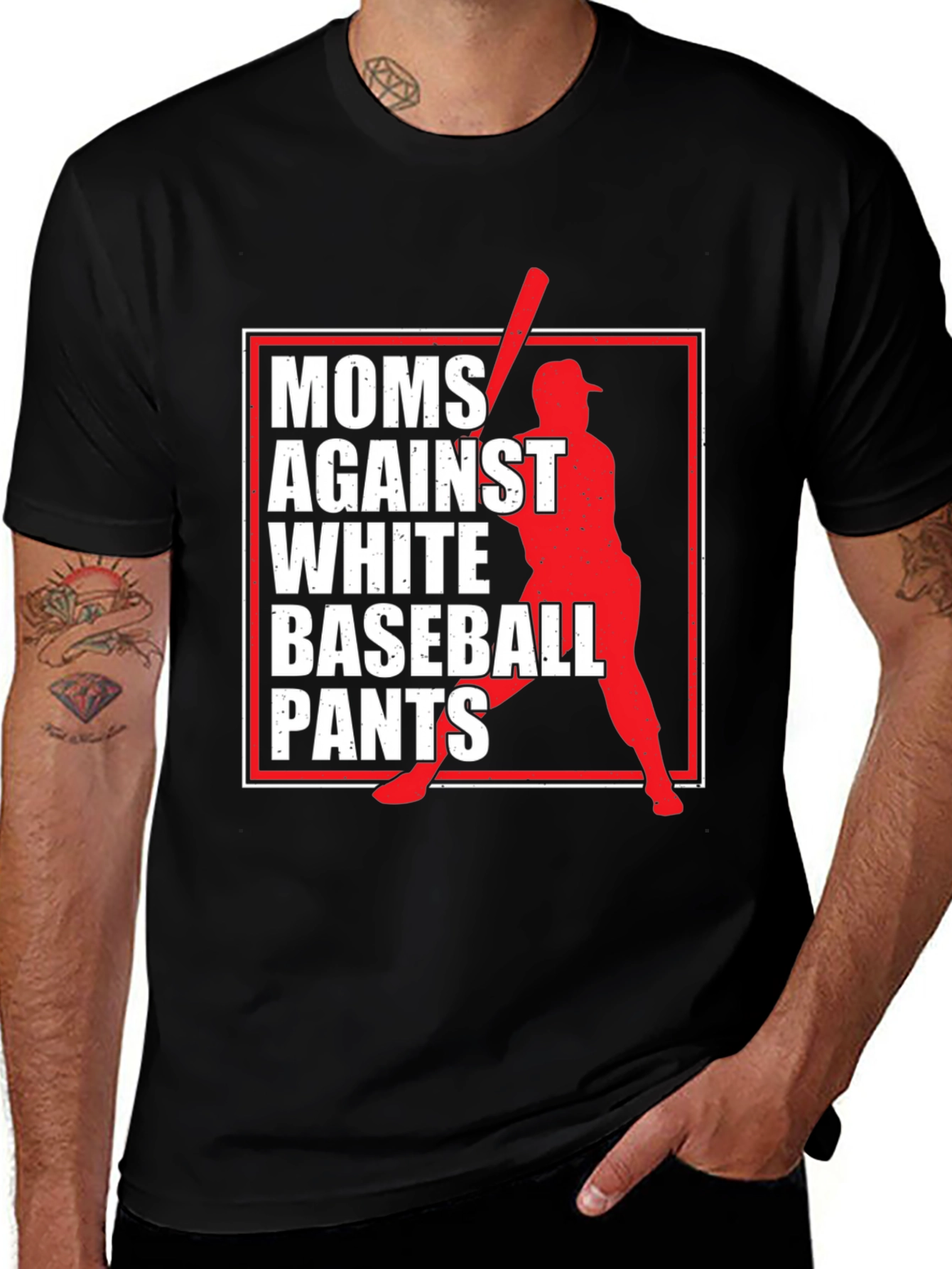 Variant 27 of Moms Against White Baseball Pants Graphic Tee