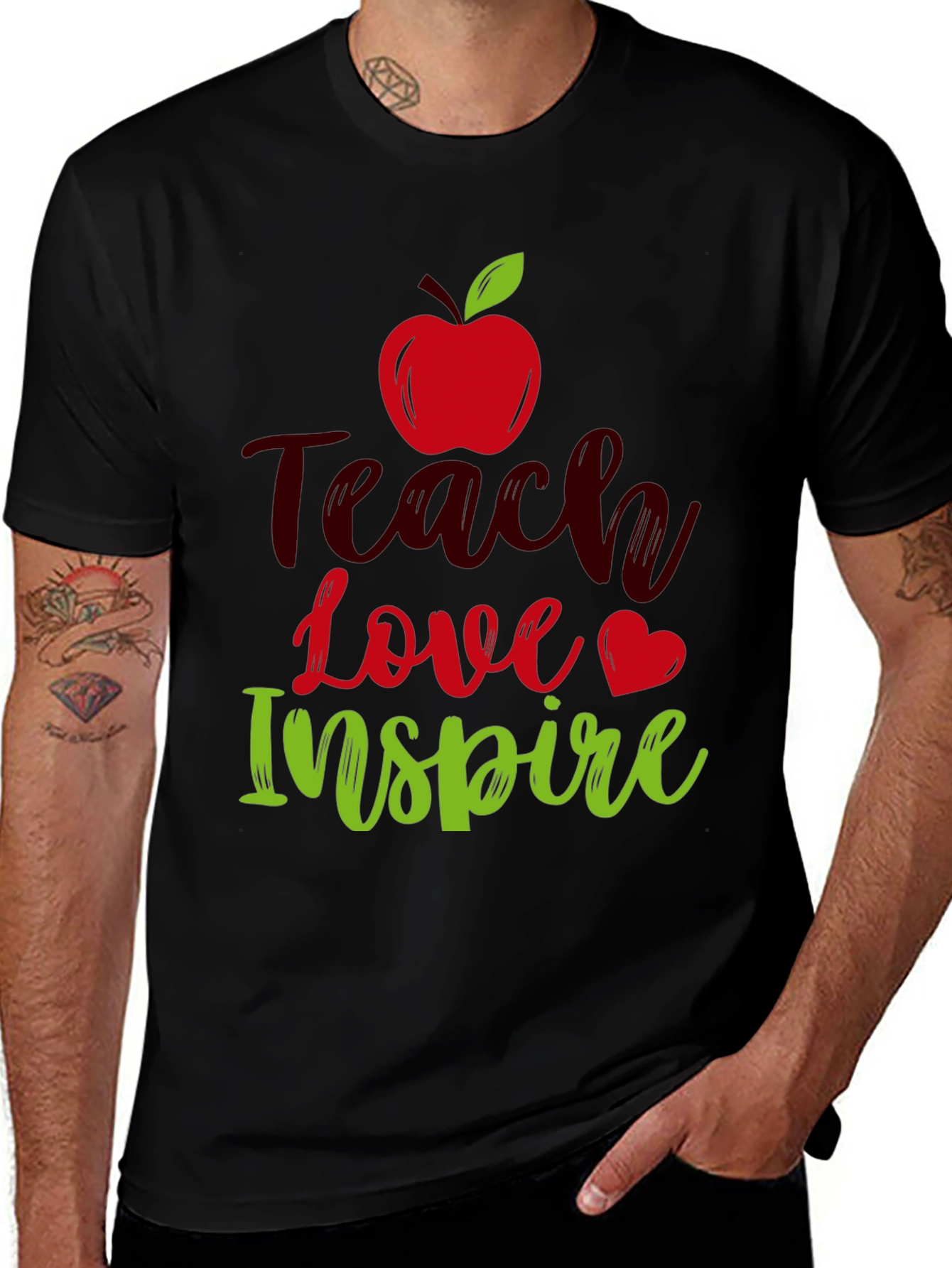 Black Teach Love Inspire T-Shirt Teacher Appreciation Gift main image