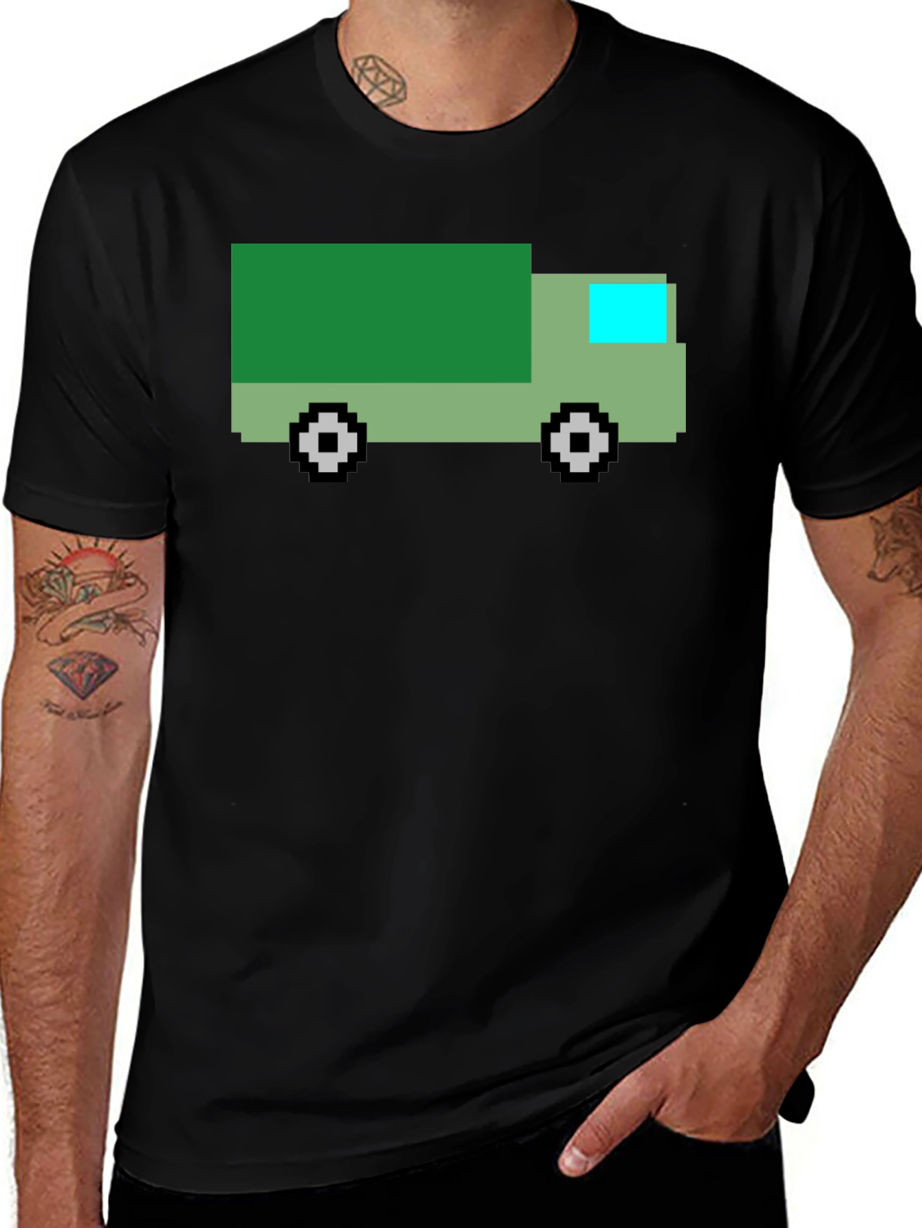 Variant 24 of Pixel Truck T-Shirt - Black Graphic Tee