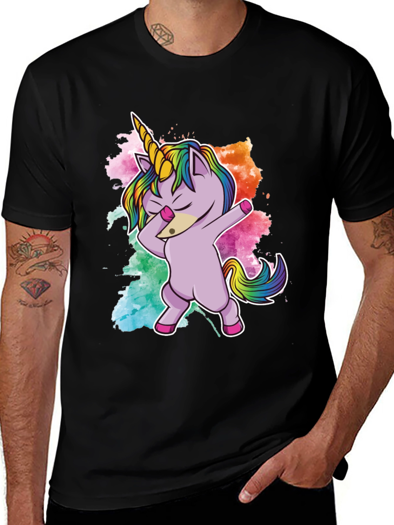 Variant 22 of Dabbing Unicorn T-Shirt - Rainbow Mane