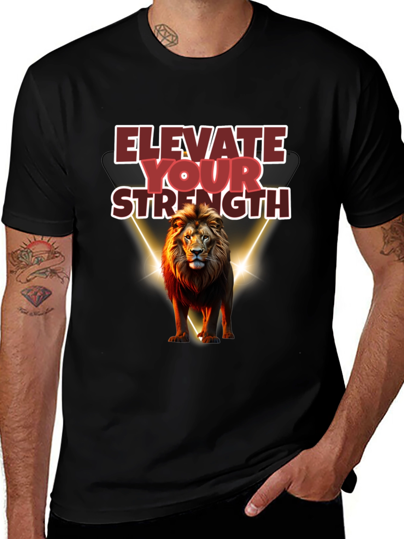 Elevate Your Strength Lion Graphic Tee